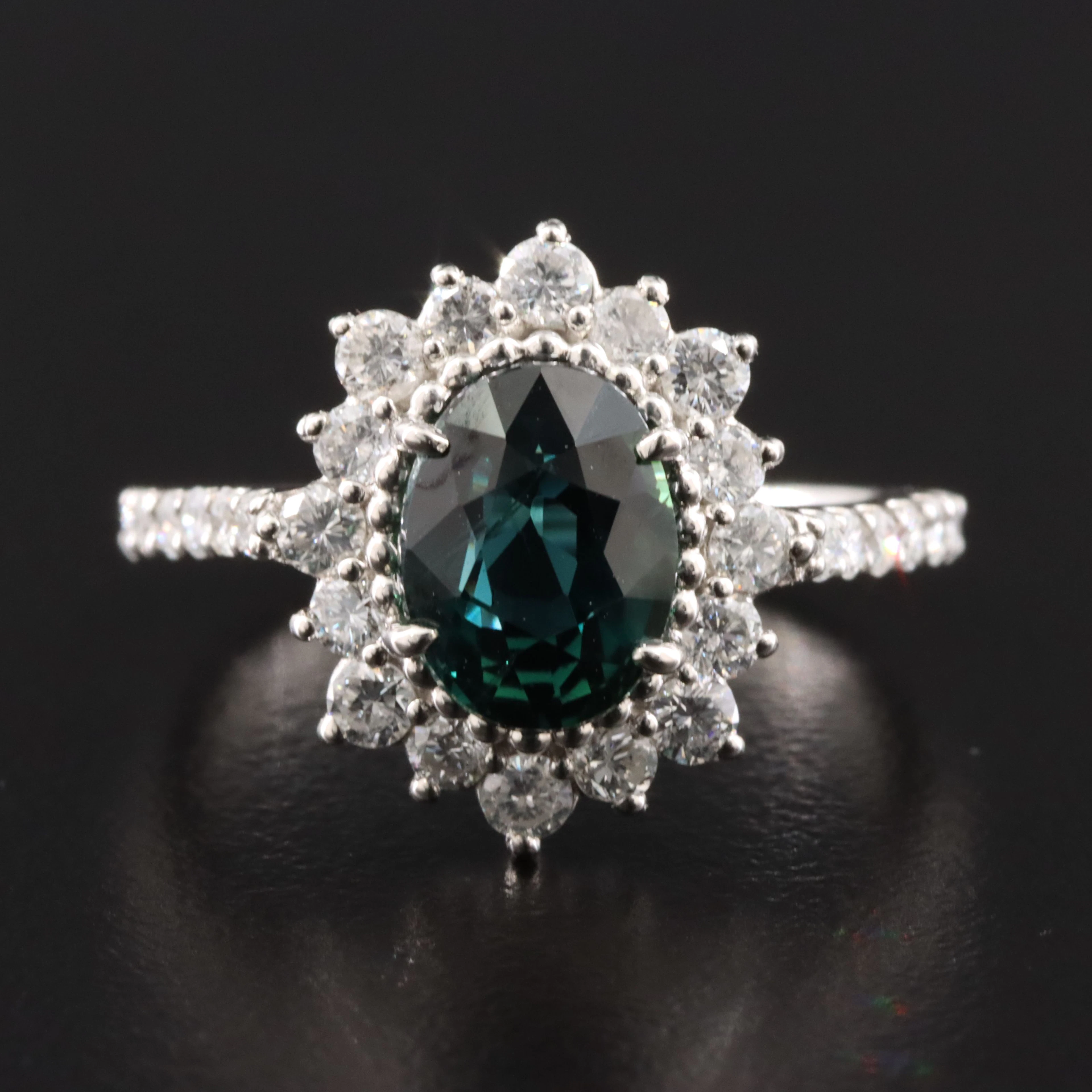 Platinum 2.08 CT Sapphire and Diamond Ring with GIA Report