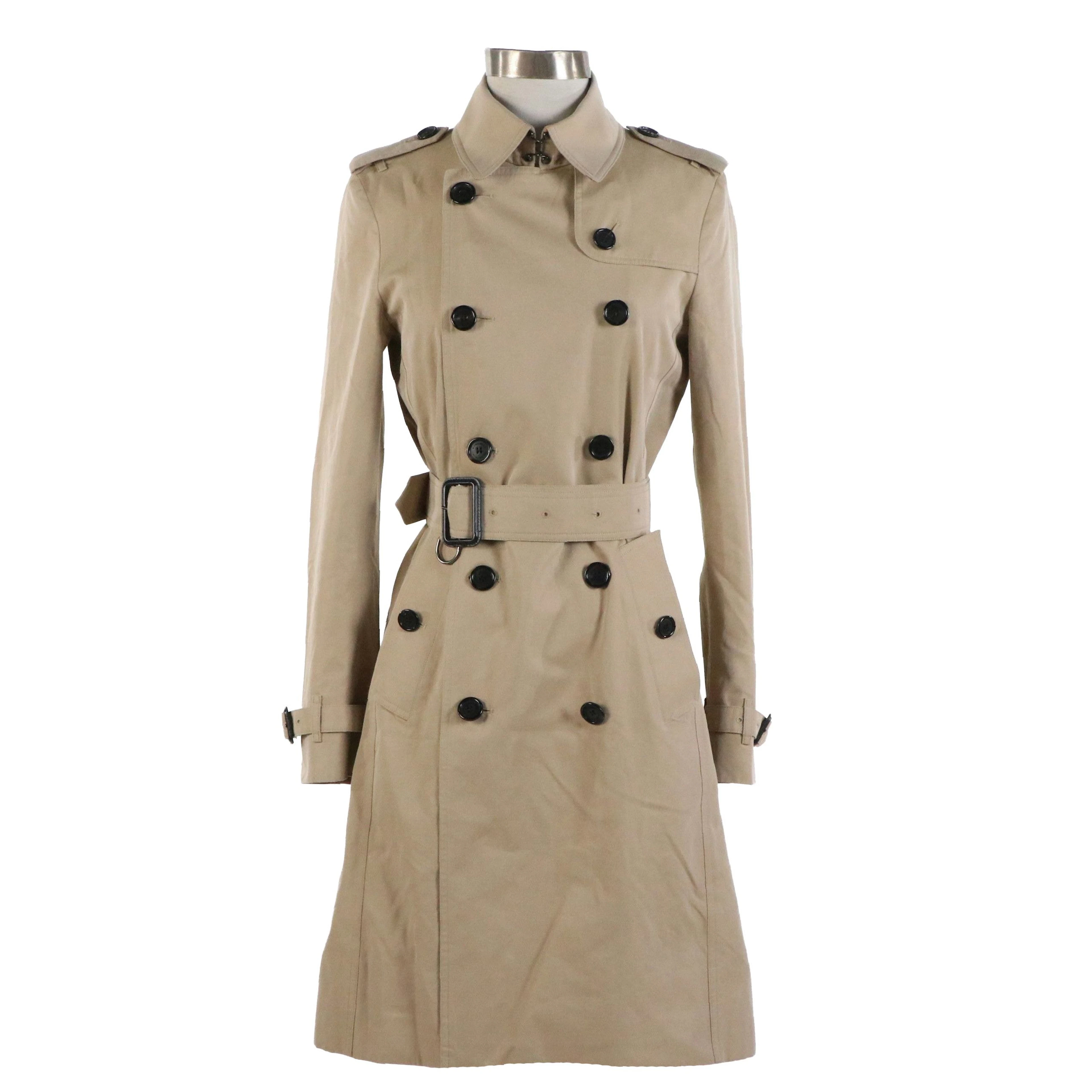 Burberry Double Breasted Beige Cotton Trench Coat