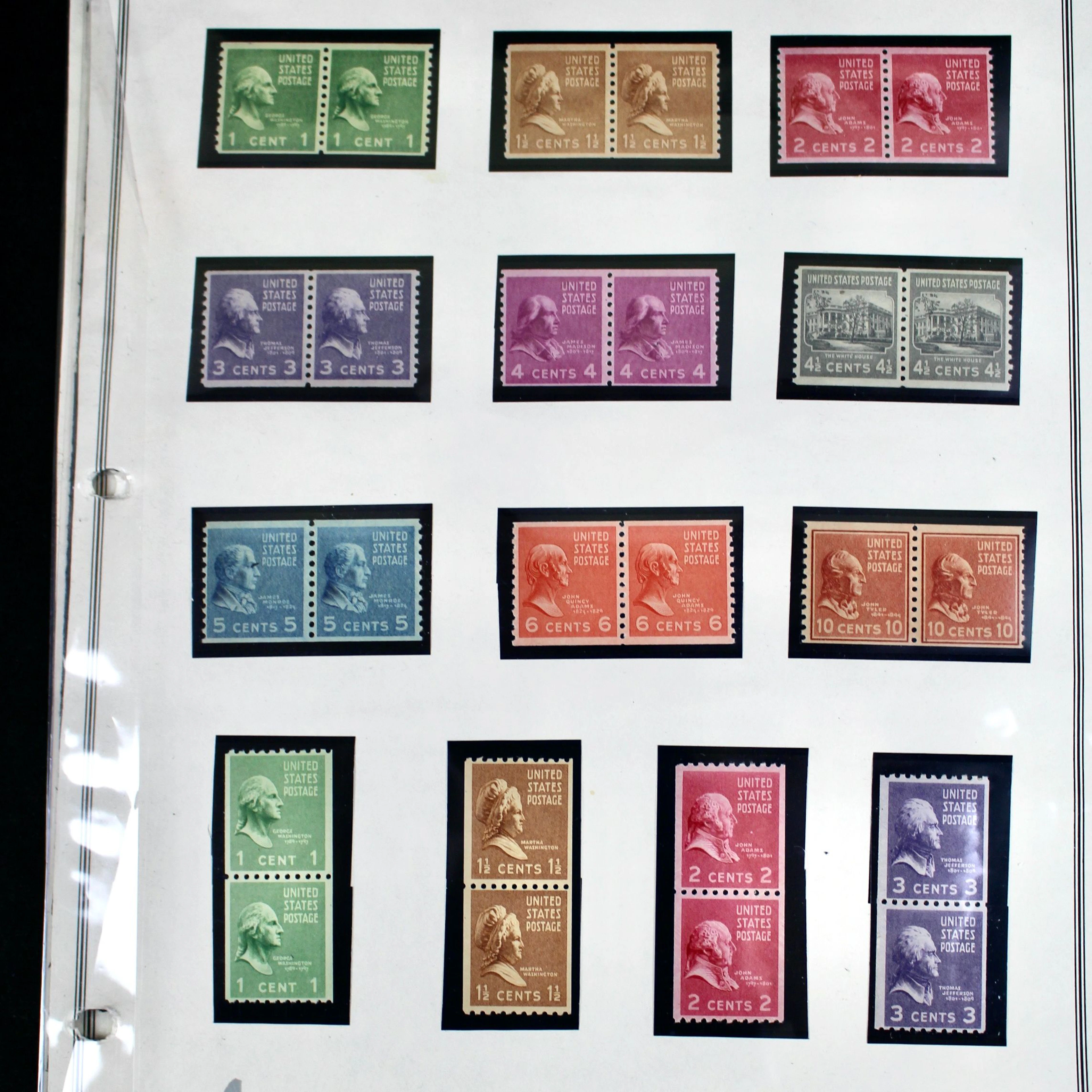 1938 Presidential U.S. Postage Stamp Set, Through the $5 Stamp, MNH