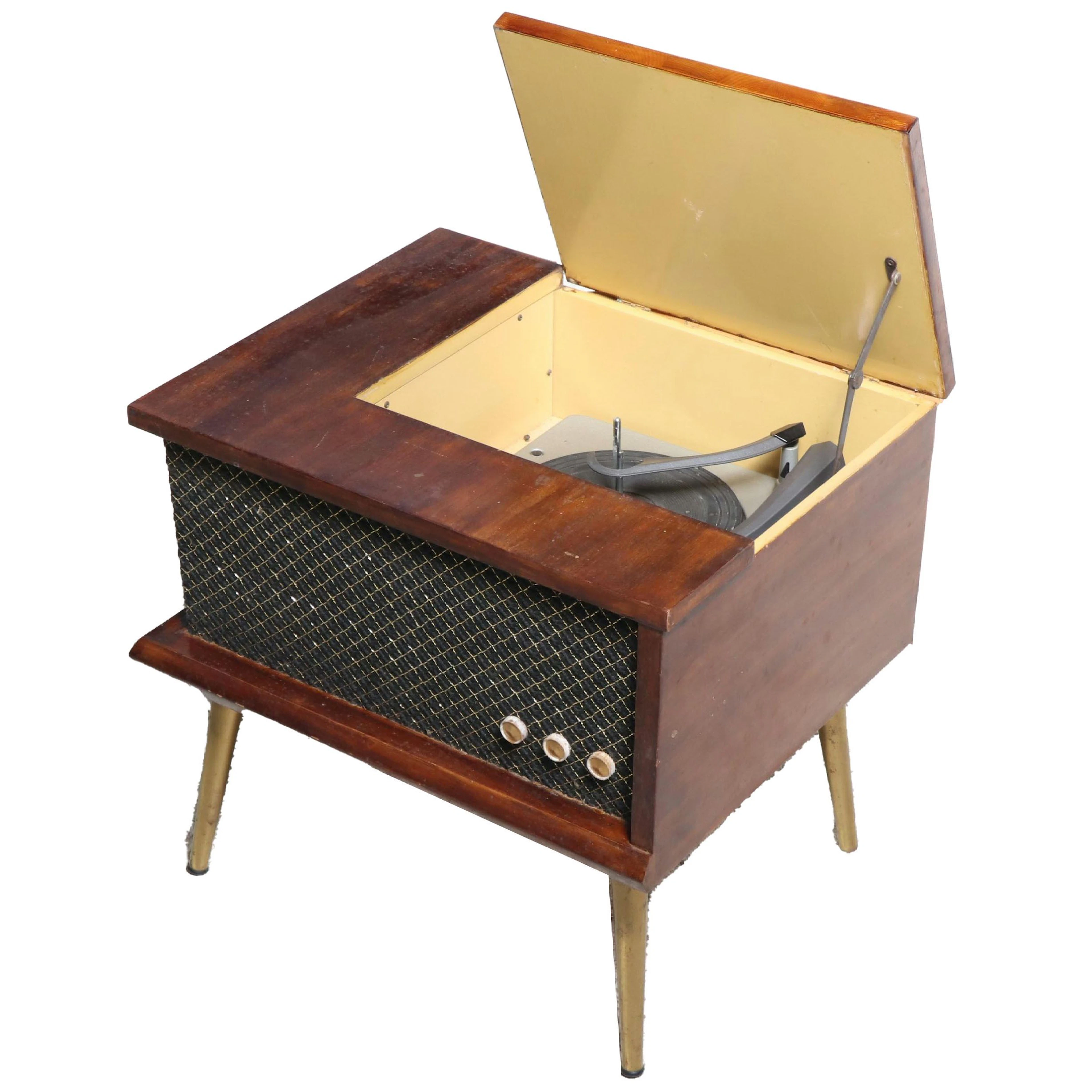 Mid Century Modern Walnut Cased Turntable, Mid-20th Century