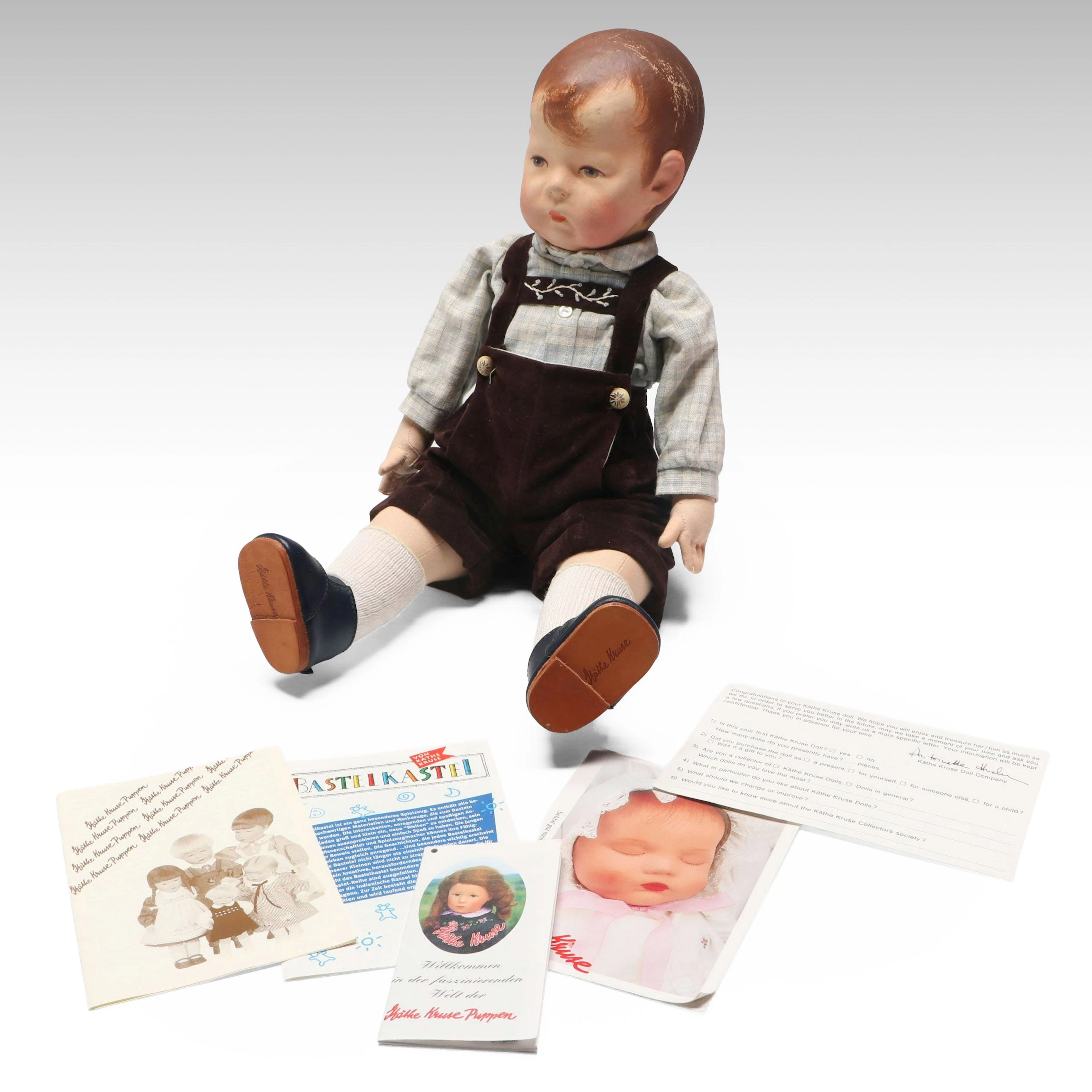 Kathe Kruse Hand-Painted German Doll, Late 20th Century