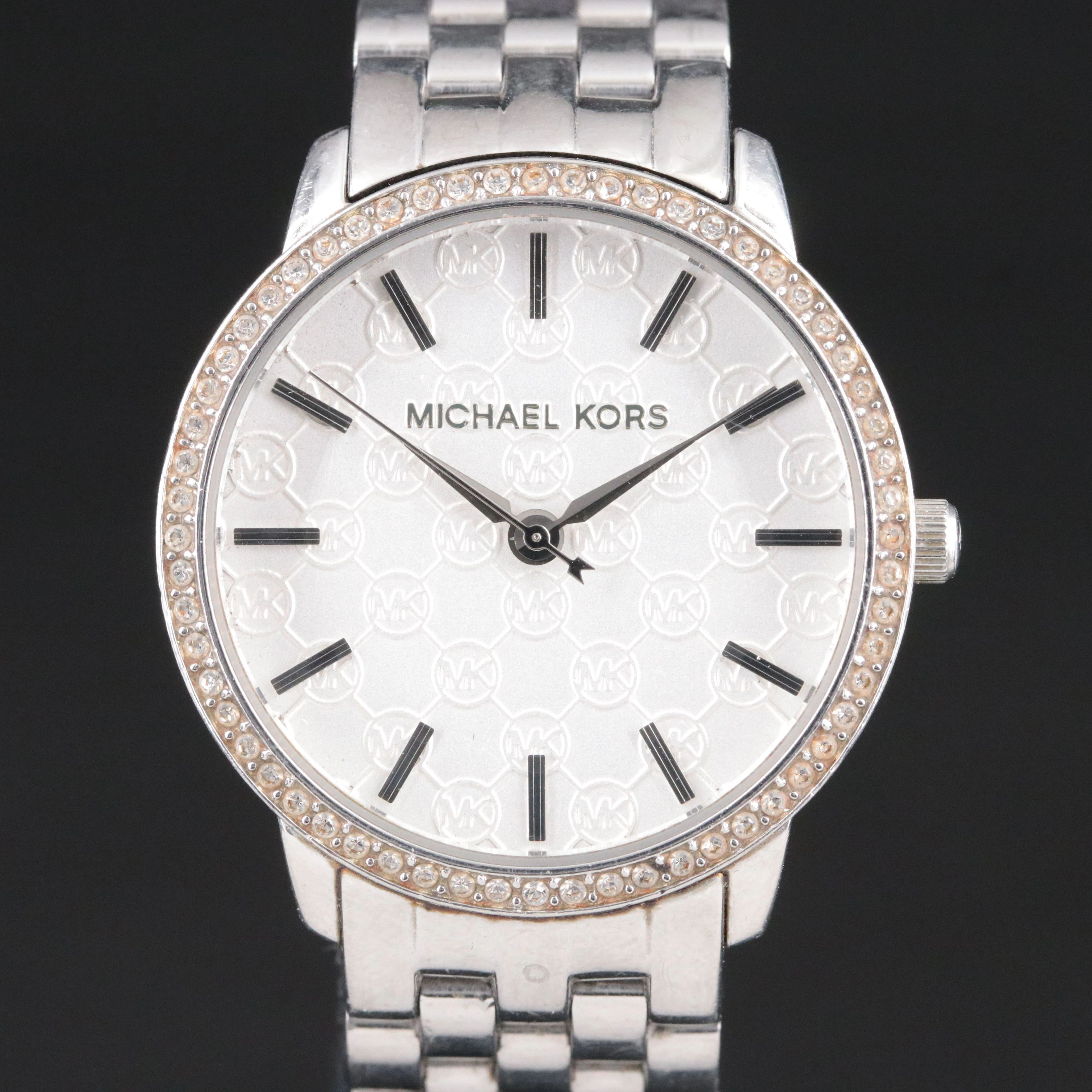 Michael Kors Argyle Logo Pattern Stainless Steel Quartz Watch MK3372
