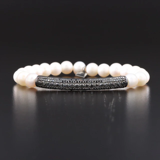 Sheryl Lowe Pearl Bracelet with Fancy Black Diamond Bar