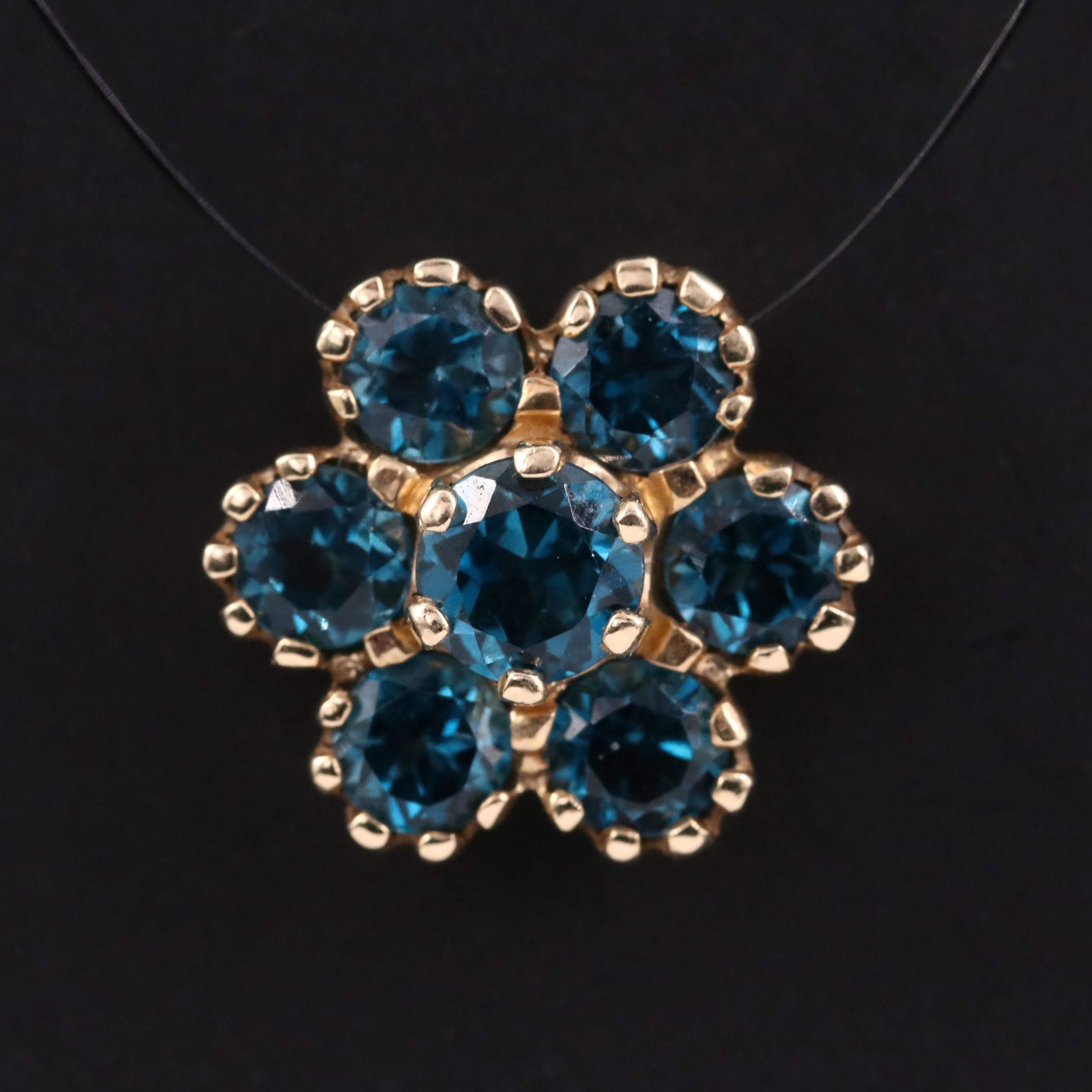 14K London Blue Topaz Pendant