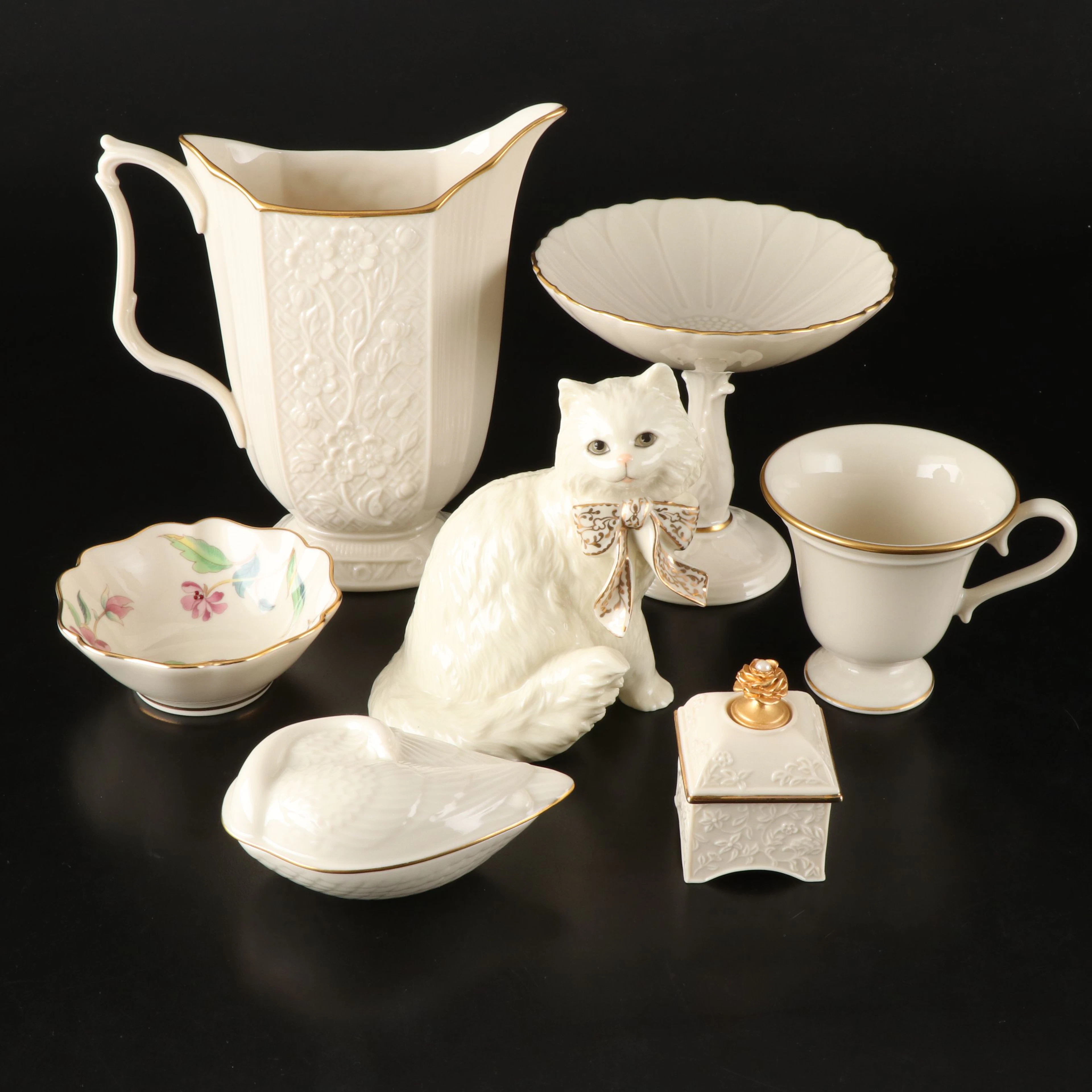 Lenox "Carolina Collection" Bone China Floral Pitcher with Other Tableware