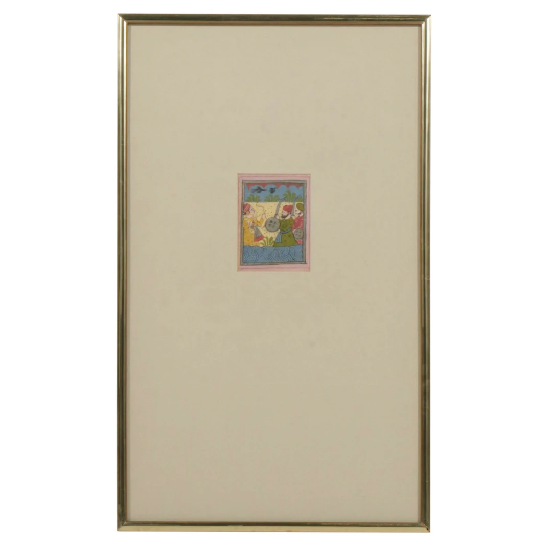 Indian Mughal Miniature Gouache Painting