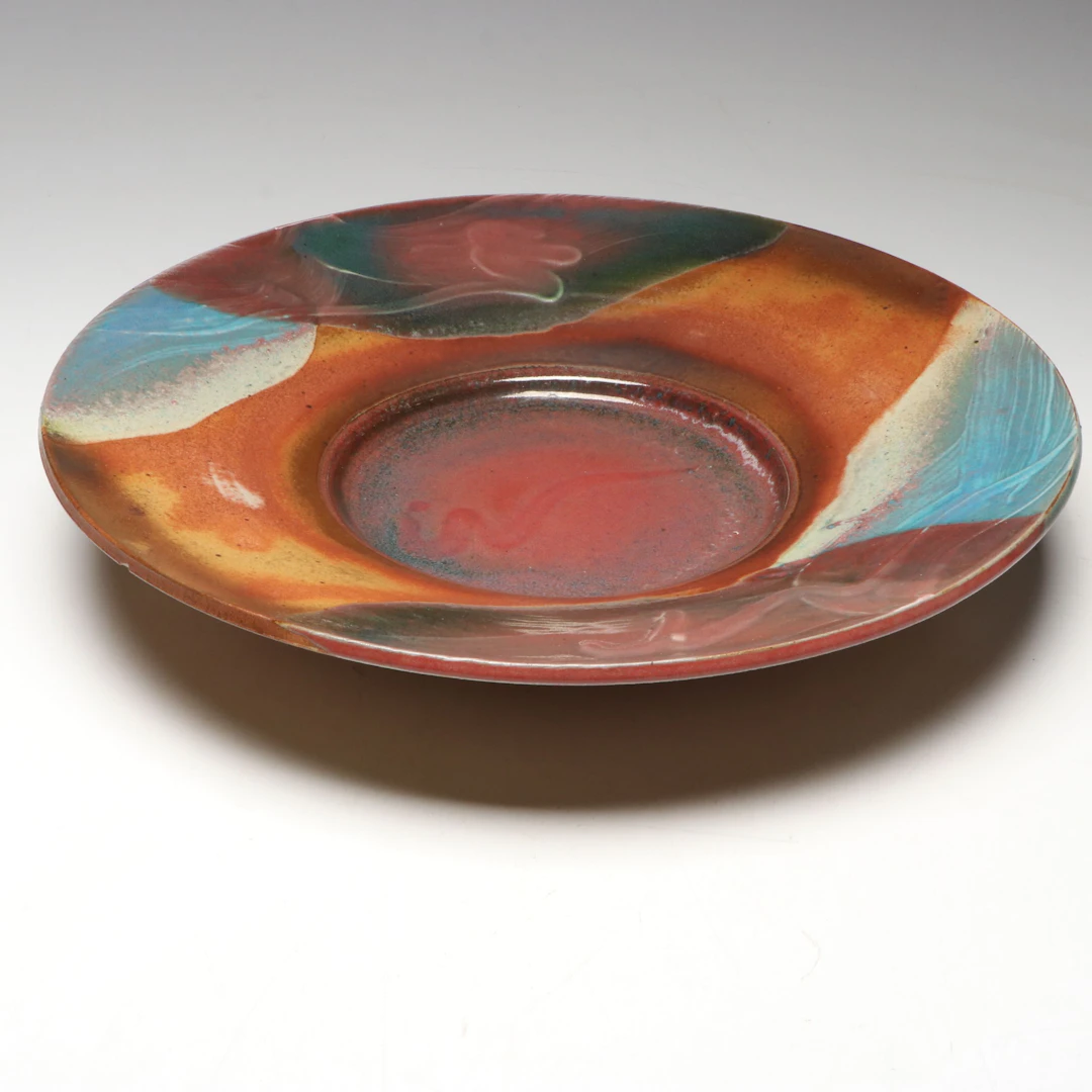 Signed Artisanal Earthenware Centerpiece Bowl