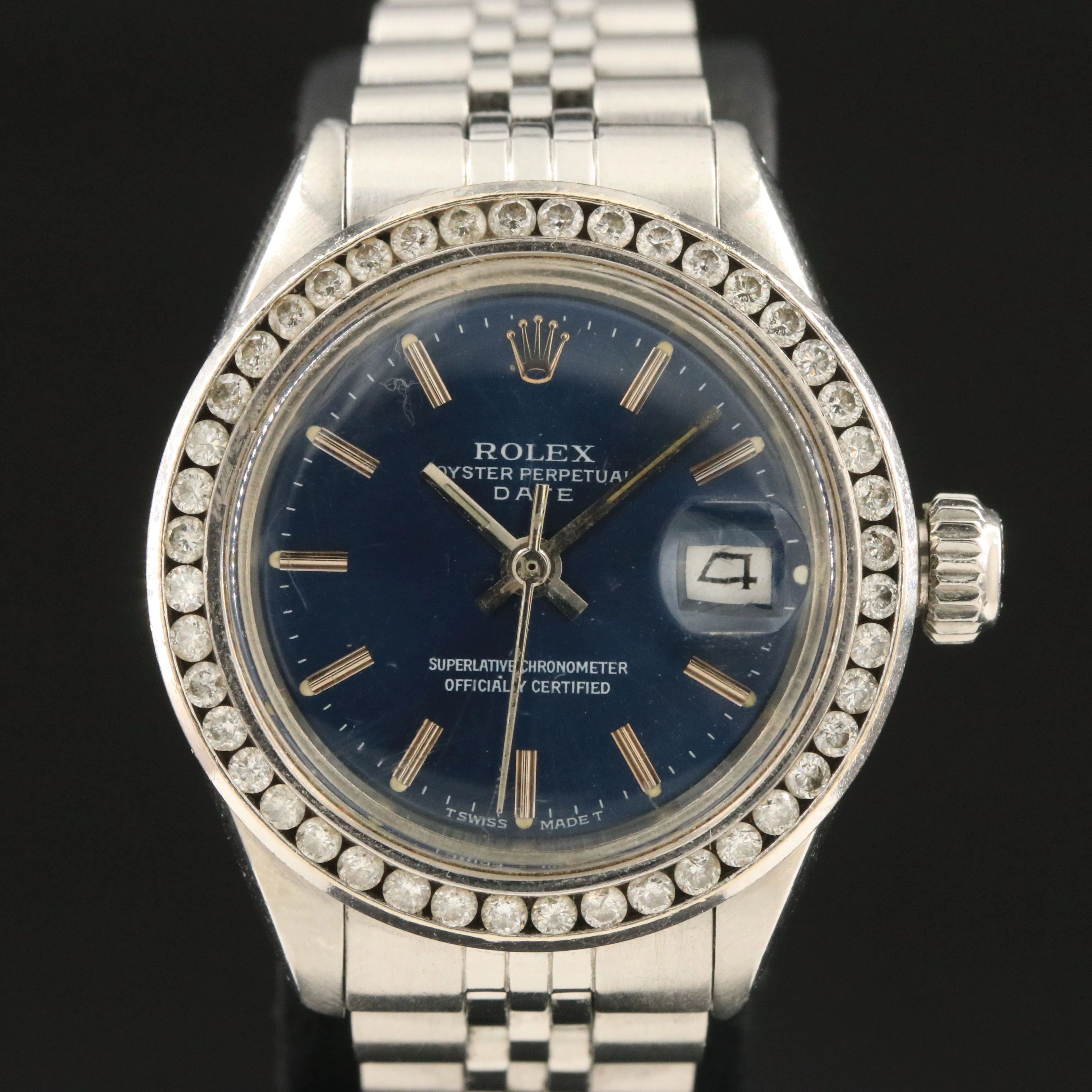 1978 Rolex Lady Datejust 10K Custom Diamond Bezel Watch Model 69173