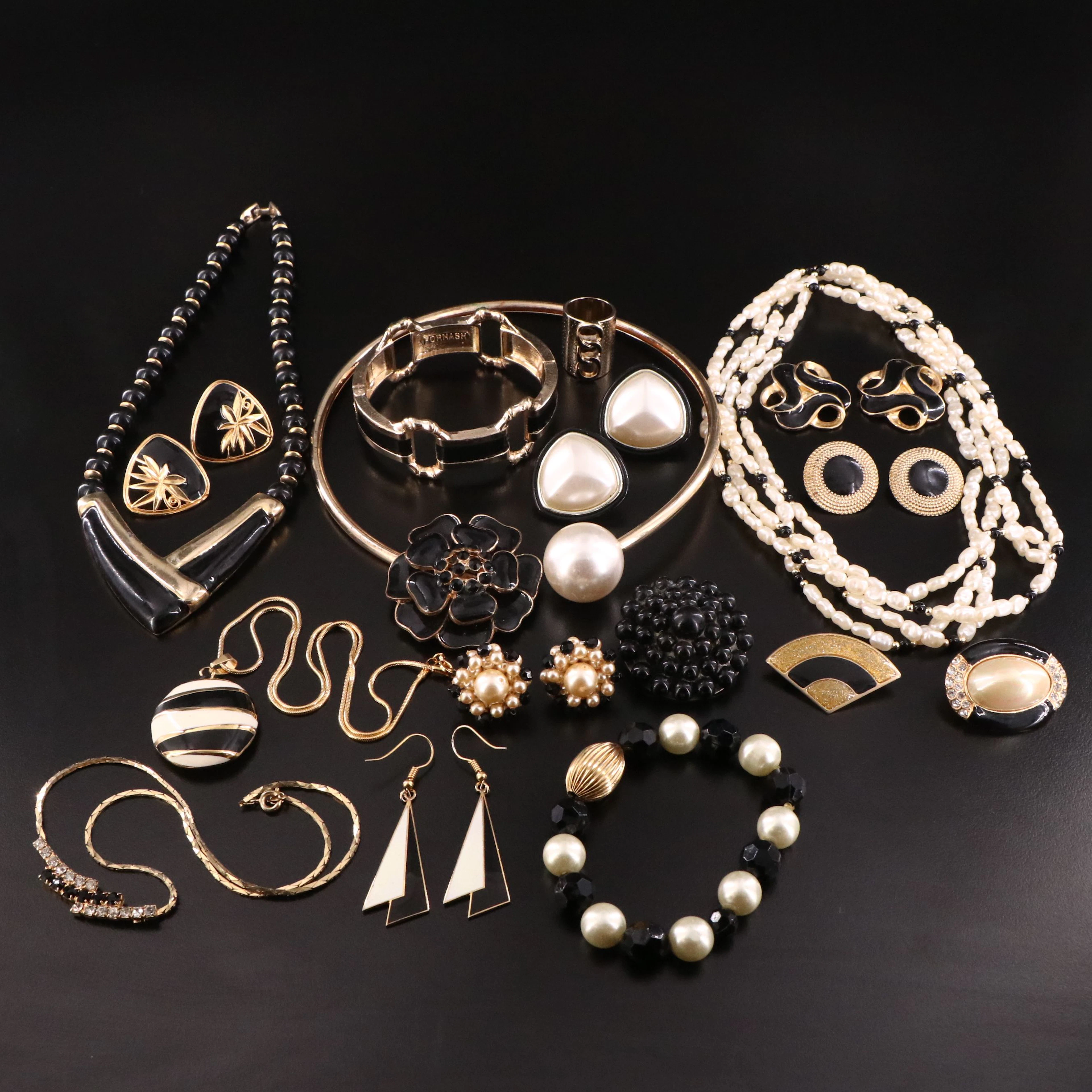 Black, White and Gold Costume Jewelry Collection