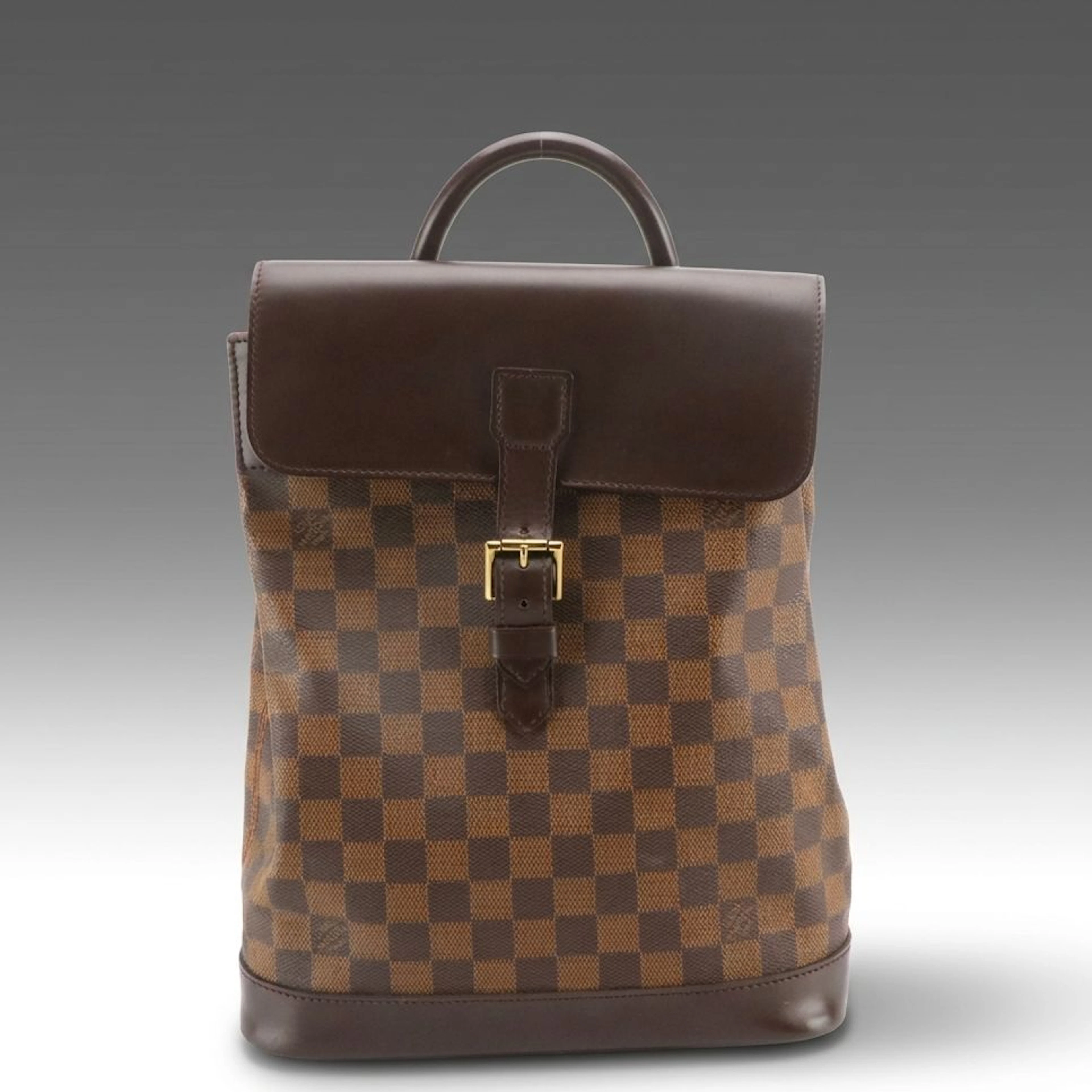 Louis Vuitton Damier Ebene Coated Canvas and Leather Soho Backpack