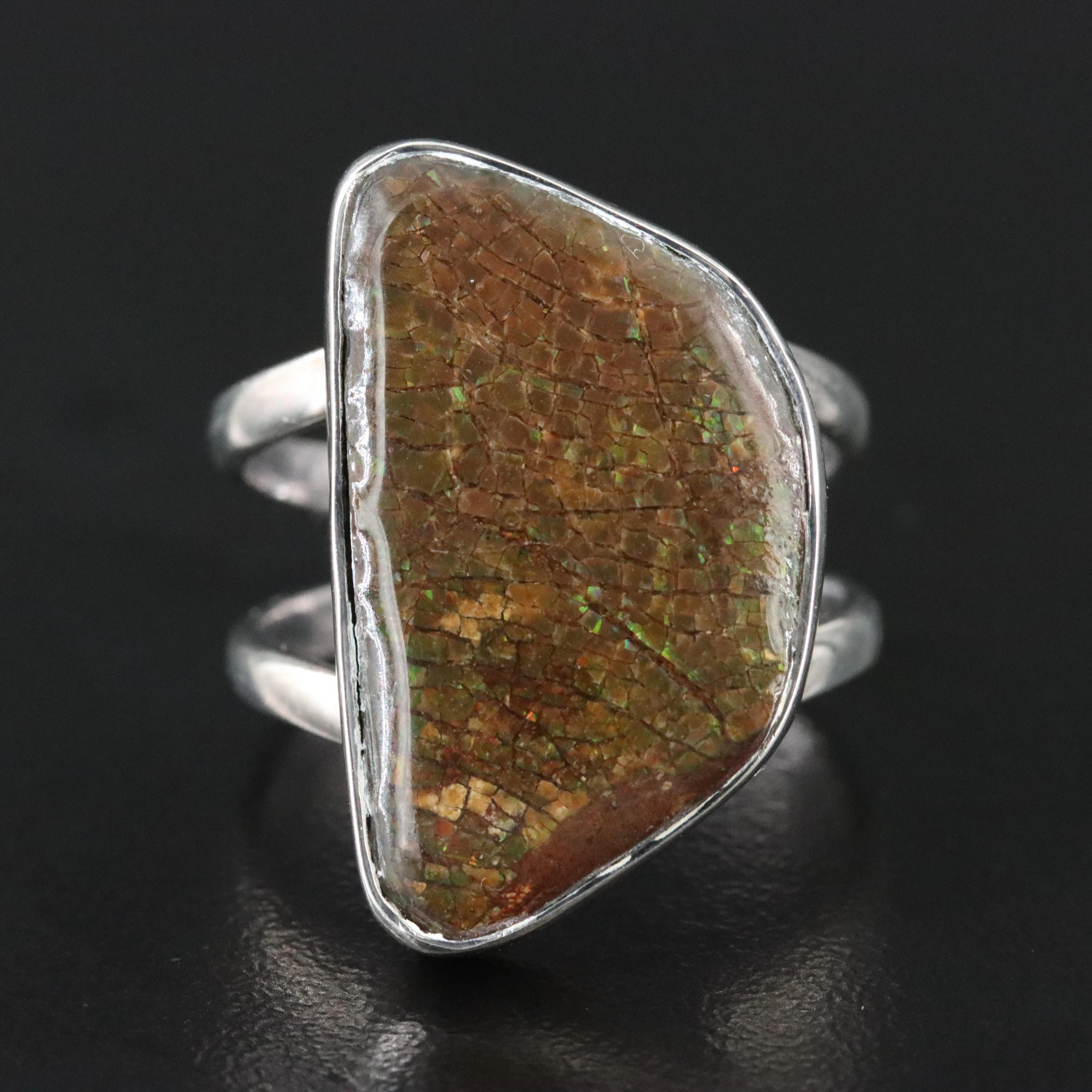 Sterling Ammolite Ring