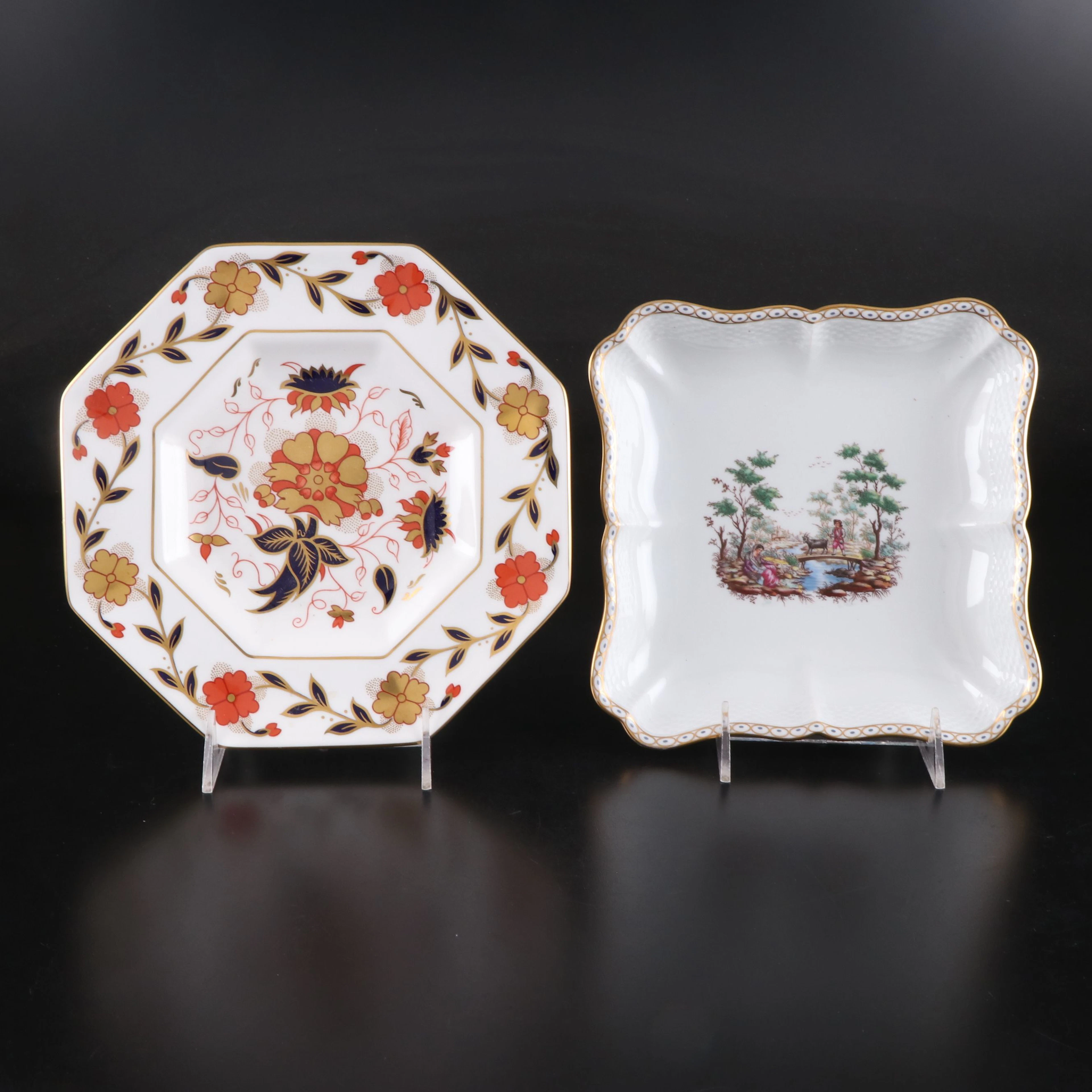 Royal Crown Derby "Asian Rose" Bone China Plate with Richard Ginori Plate