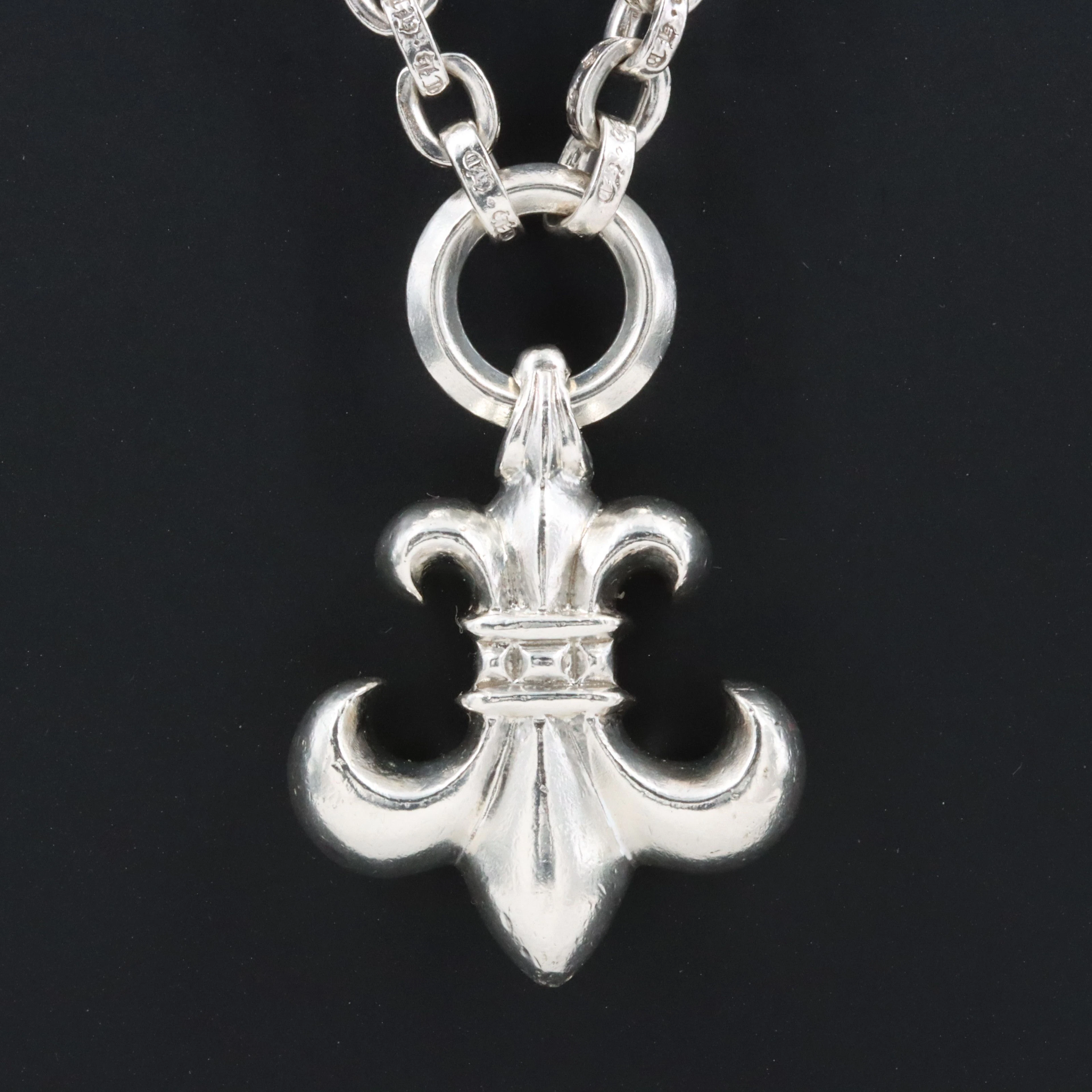 Chrome Hearts Sterling Fleur Paper Chain Necklace