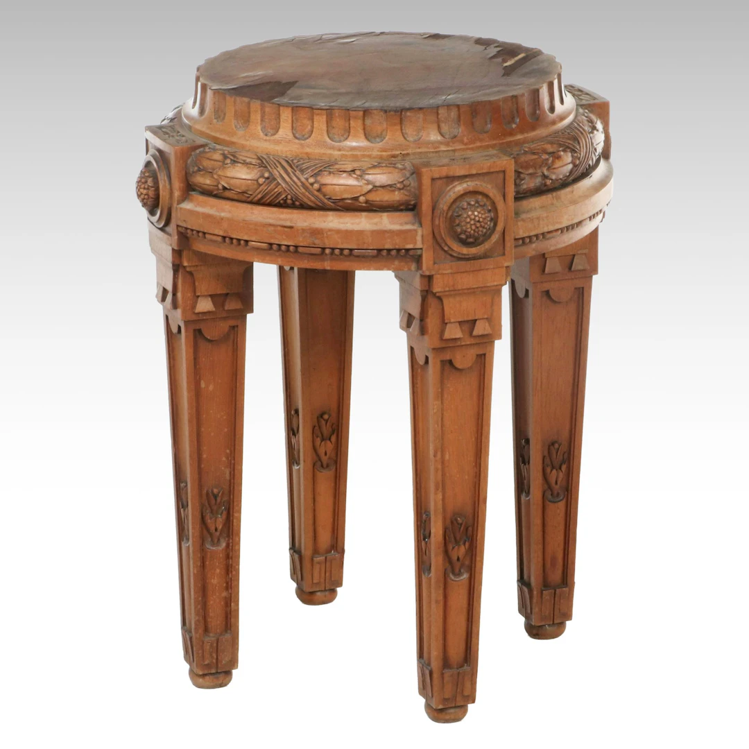 Neoclassical Style Carved Hardwood Pedestal, Late 19th Century