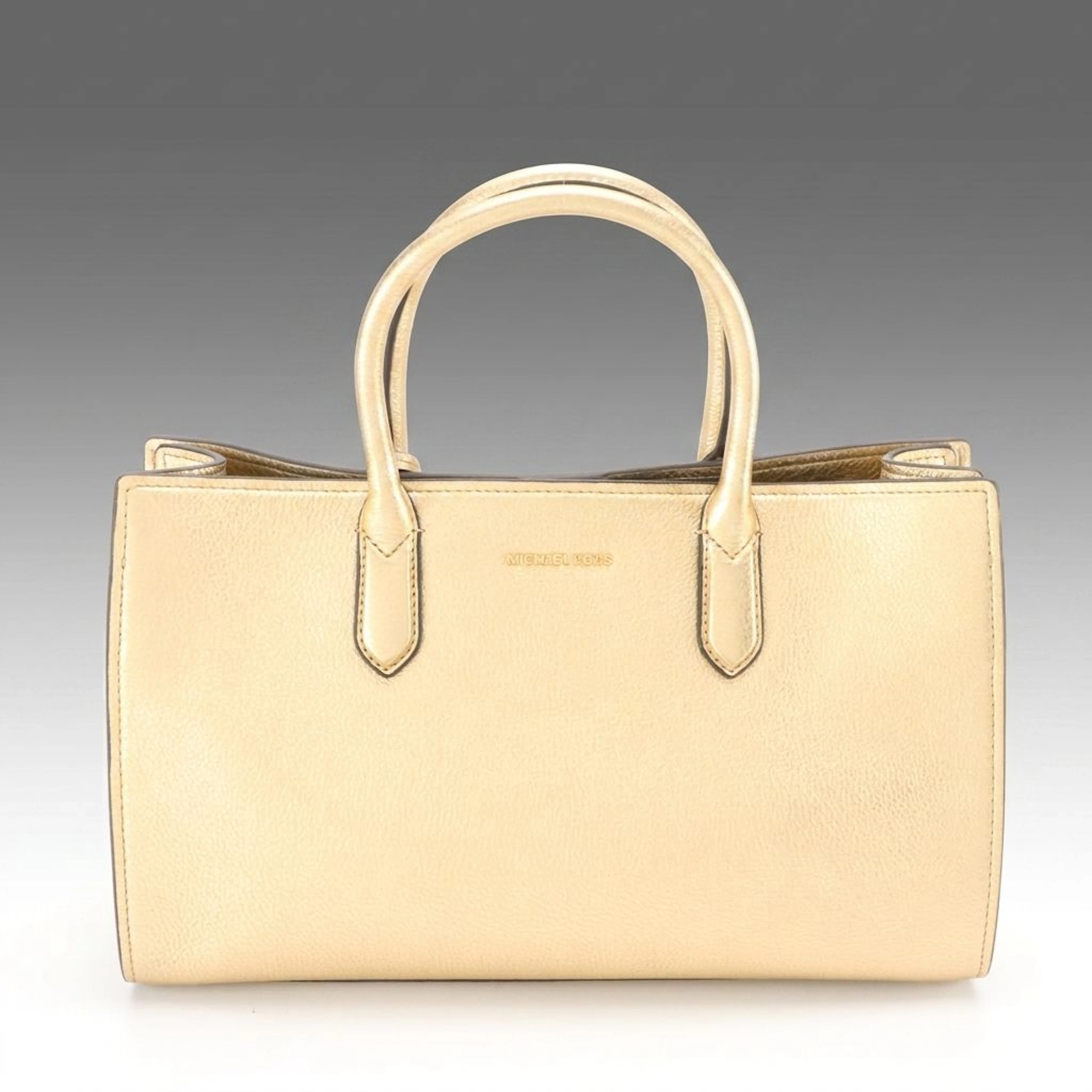 Michael Kors Scarlett Medium Two Way Tote Bag in Gold Metallic Leather