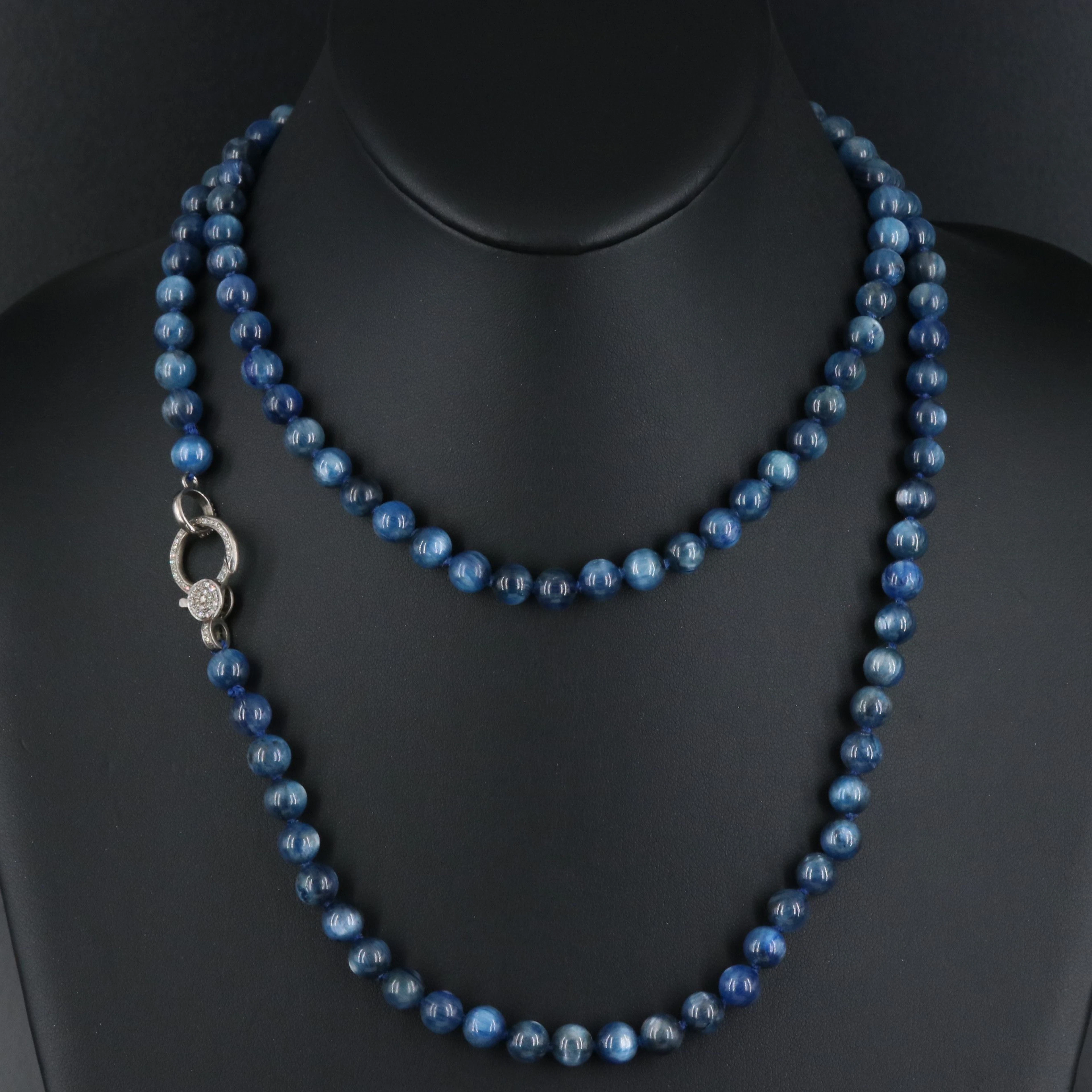 Sheryl Lowe Kyanite Bead Necklace with Diamond Clasp