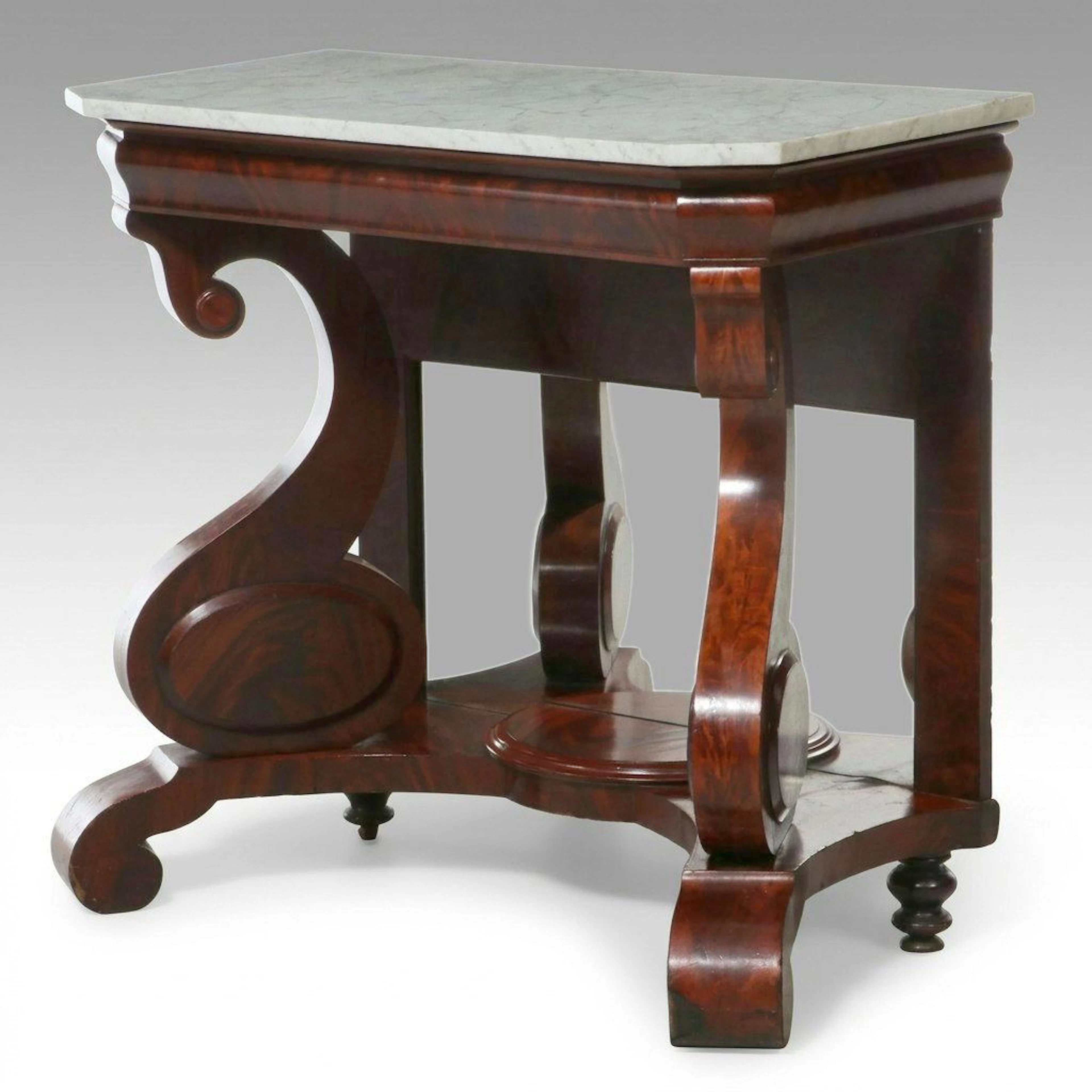 American Empire Style Marble Top Mahogany Pier Table, Mid to Late 19th Century