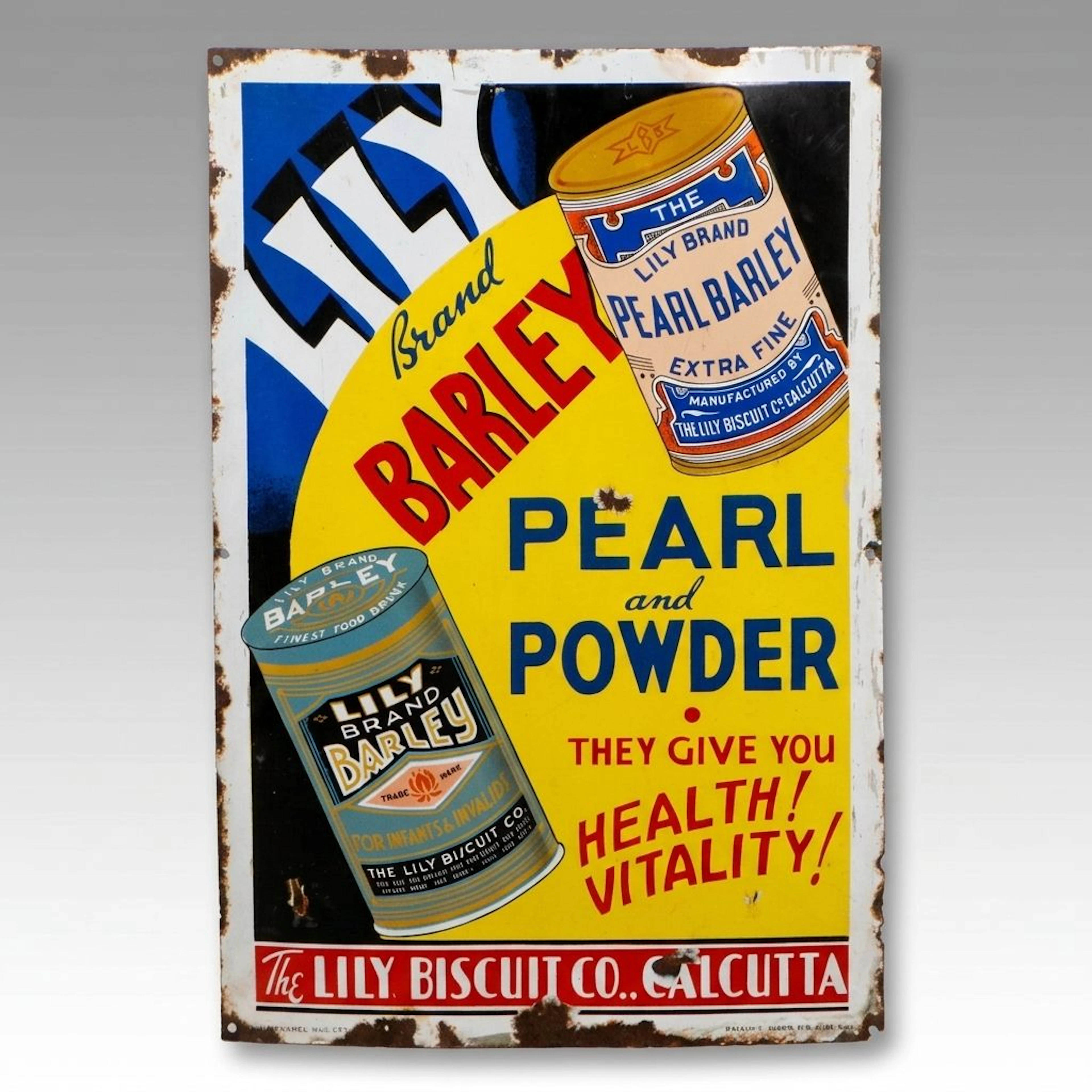 Blue Ocean Porcelain Sign "The Lily Brand Barley Pearl and Powder"