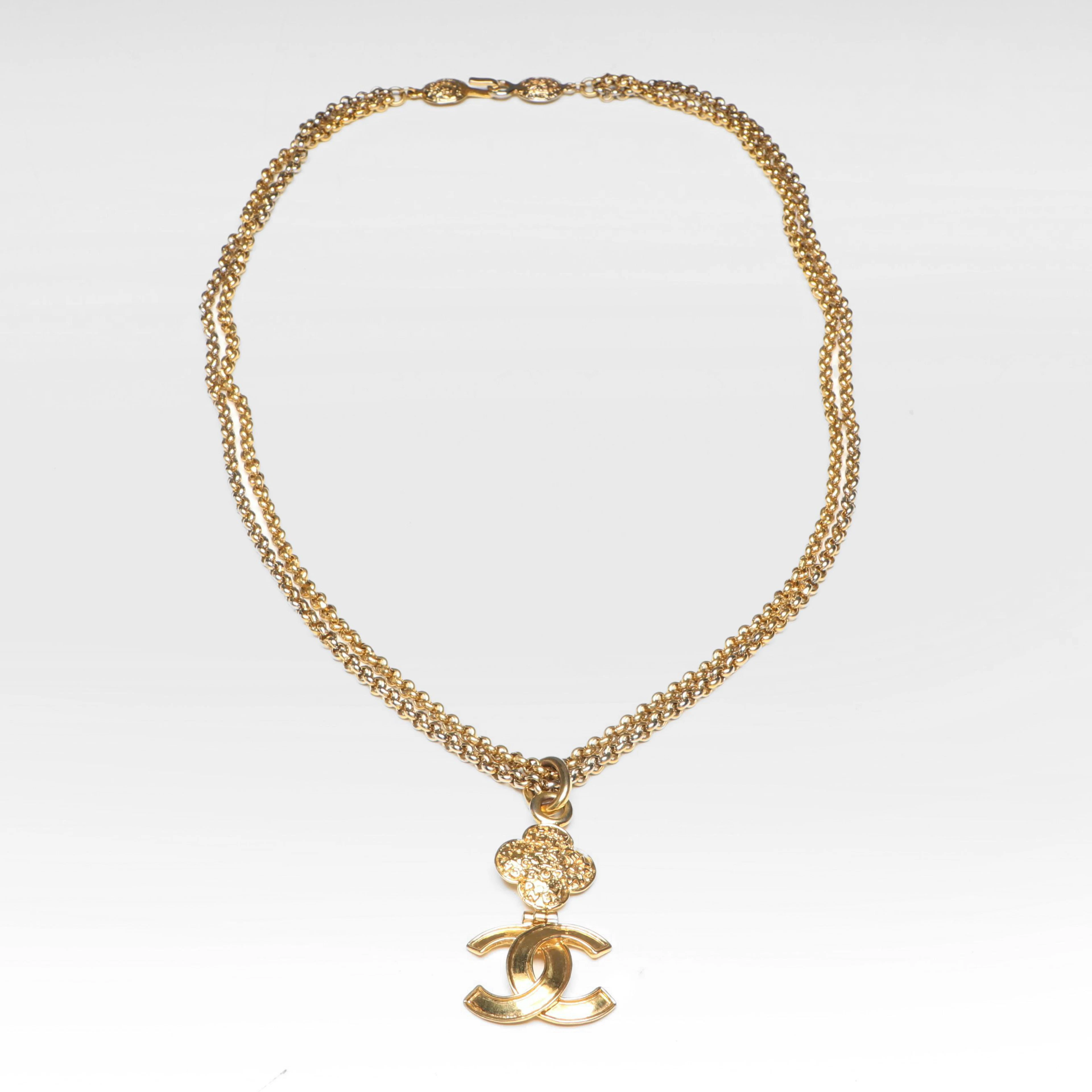Chanel Coco Mark Interlocking CC and Clover Rolo Chain-Link Belt with