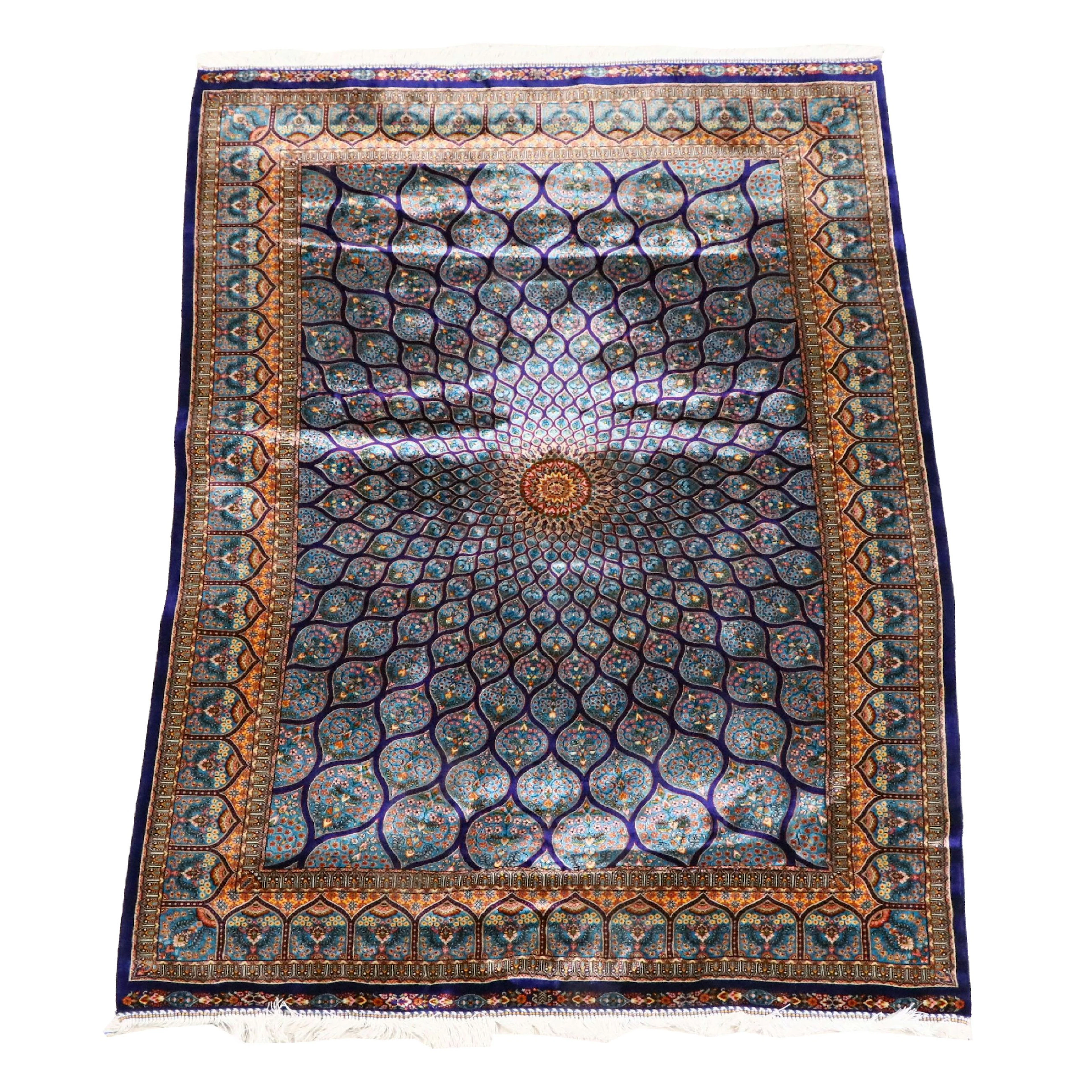 3'10 x 5'10 Machine Made Persian Qom Style Area Rug