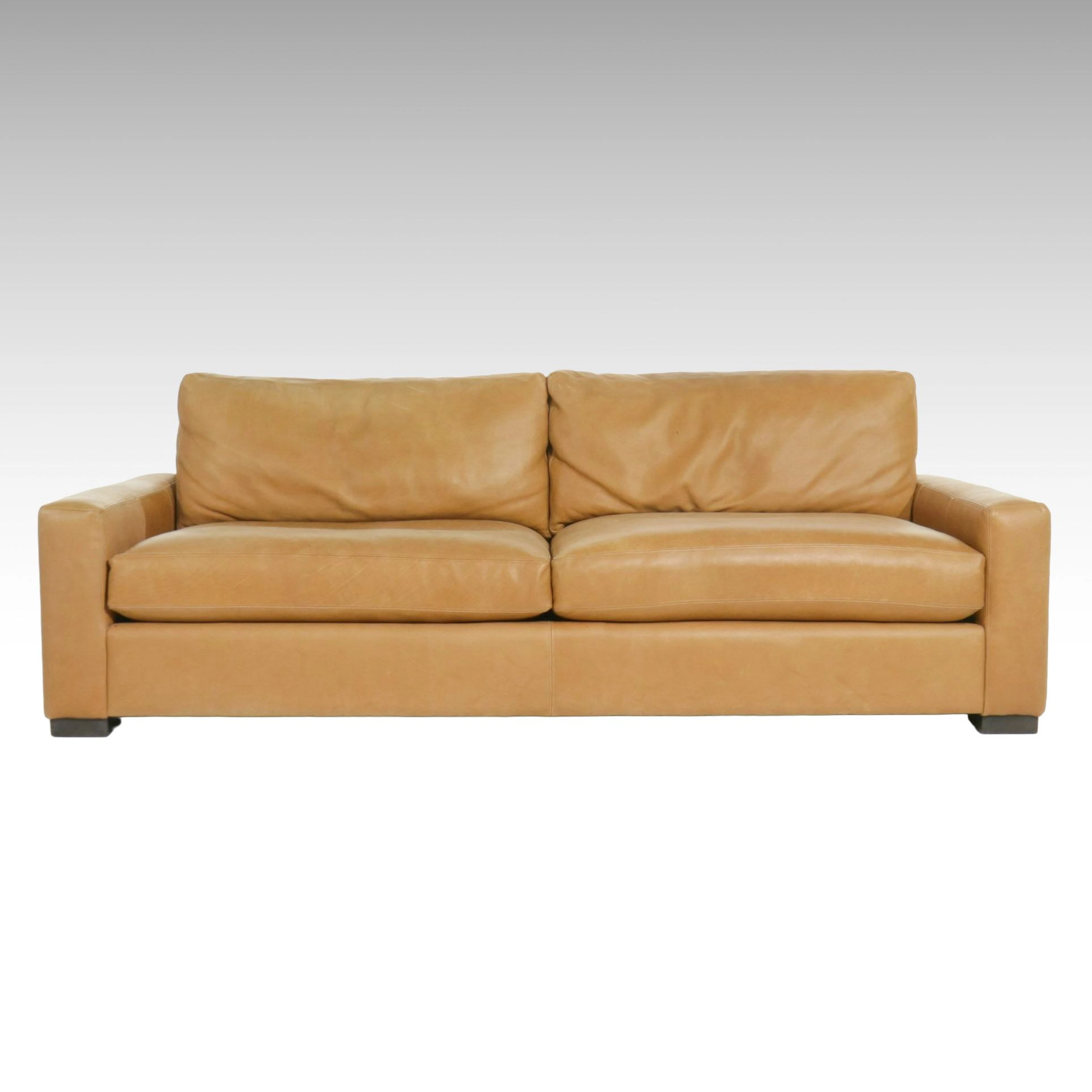 Arhaus "Remington" Leather Upholstered Sofa, 21st Century