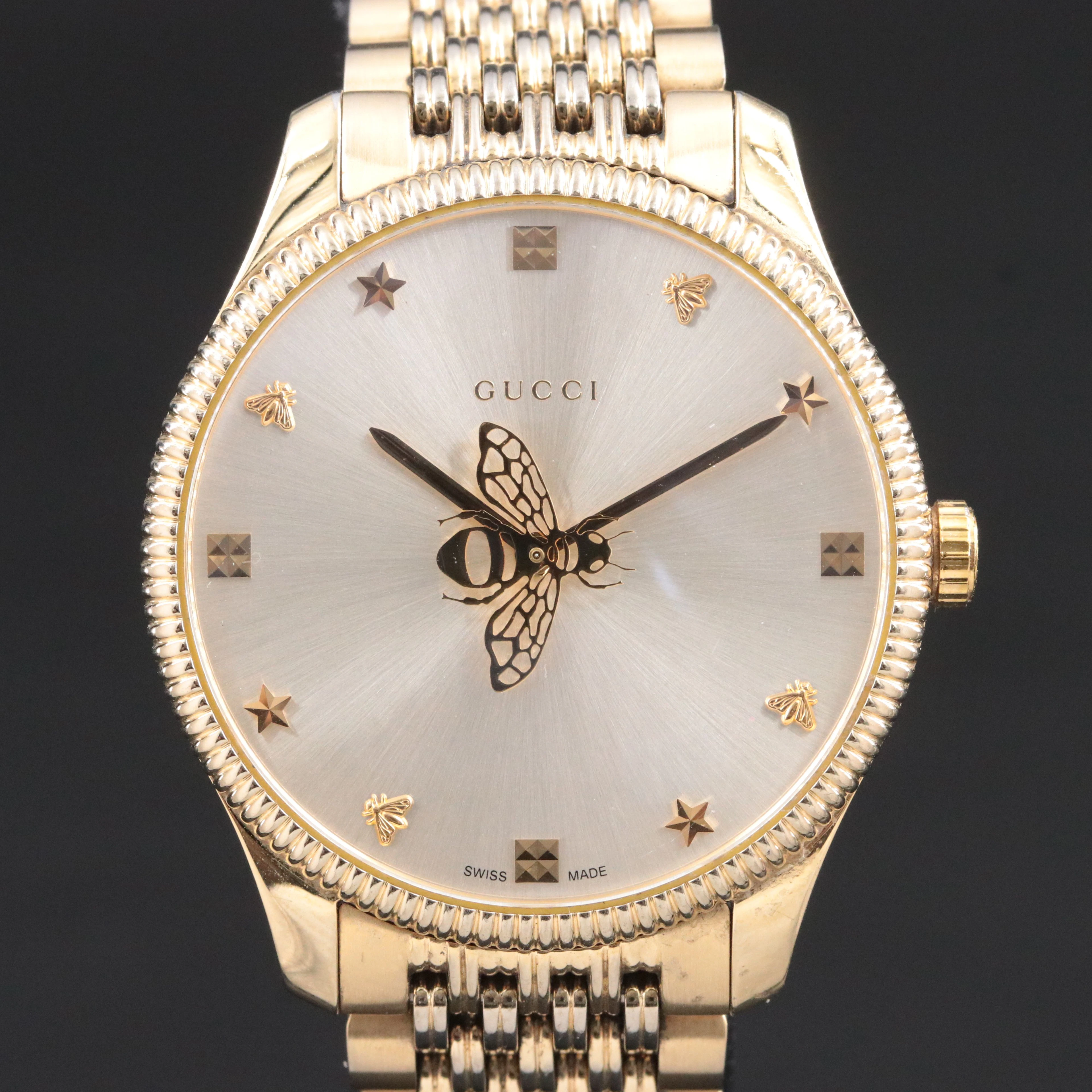 Gucci Yellow Tone Steel Bee Quartz Watch Ref. 126.4