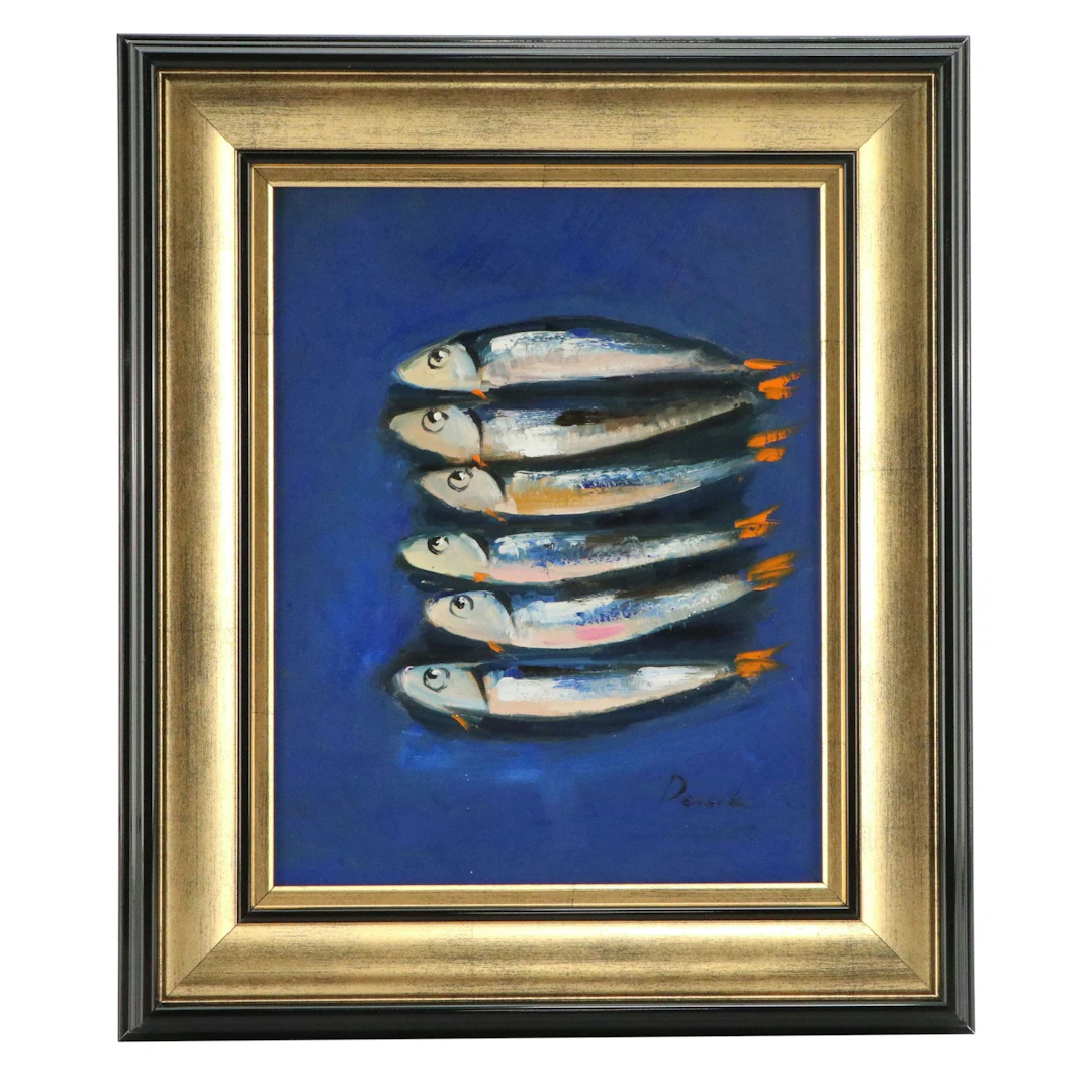 Natalia Demenko Oil Painting of Sardines, 21st Century