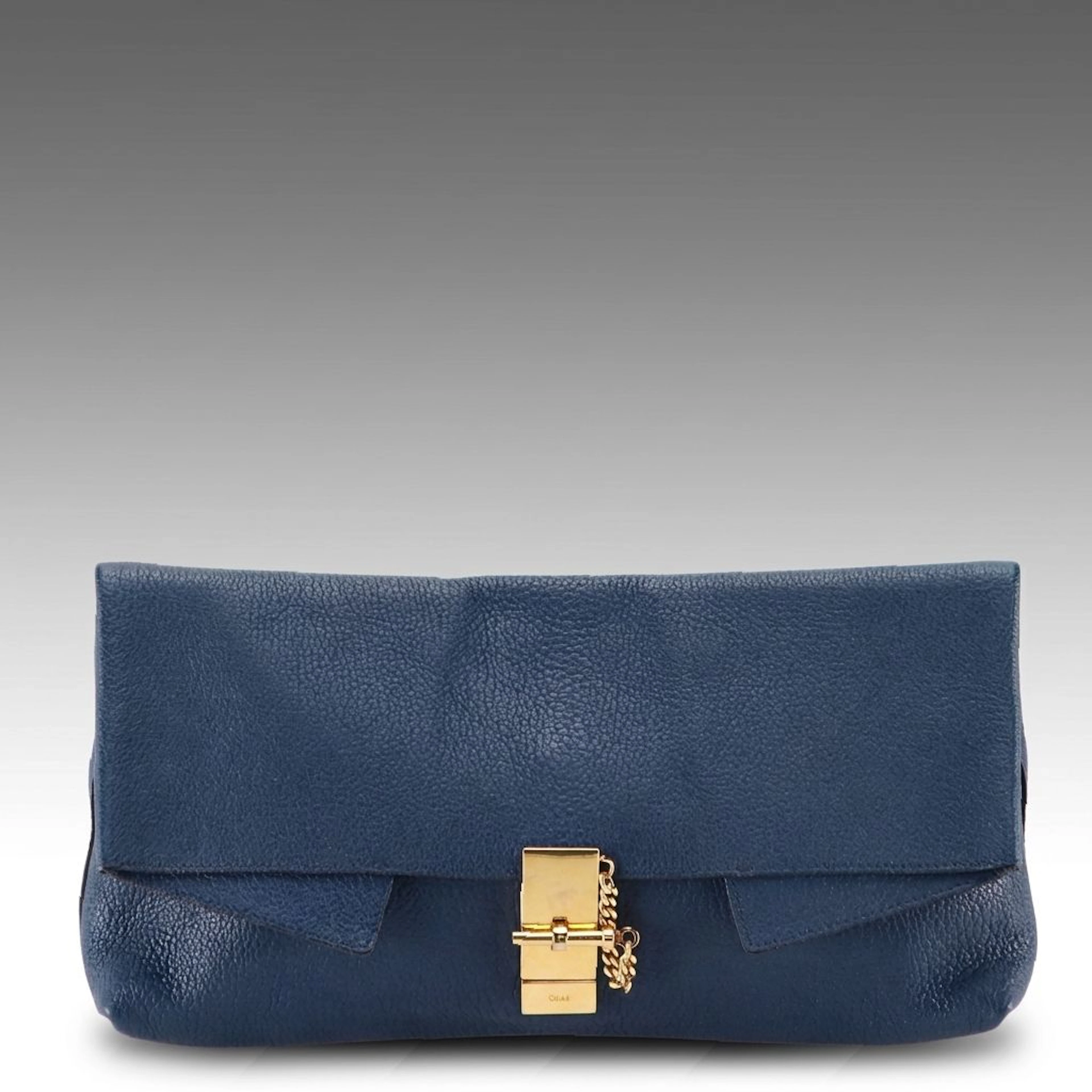 Chloé Drew Foldover Clutch Purse in Grained Leather