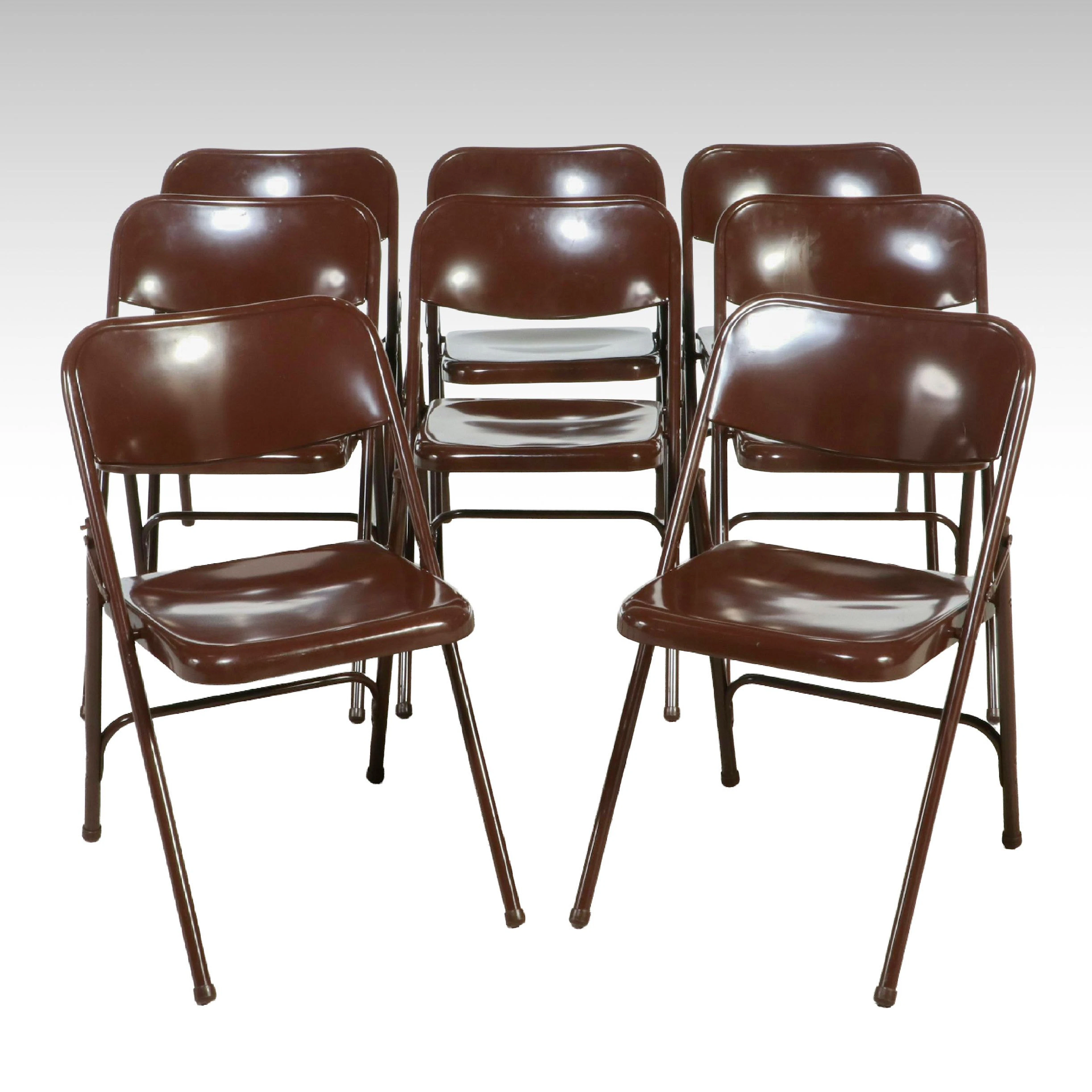 Set of Six Samsonite "Brownstone" Steel Folding Chairs