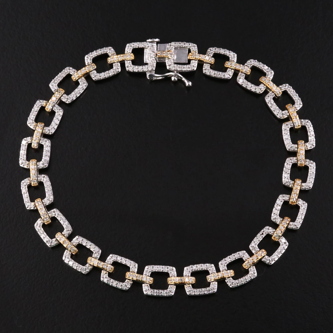 14K Two-Tone 1.48 CTW Diamond Link Bracelet