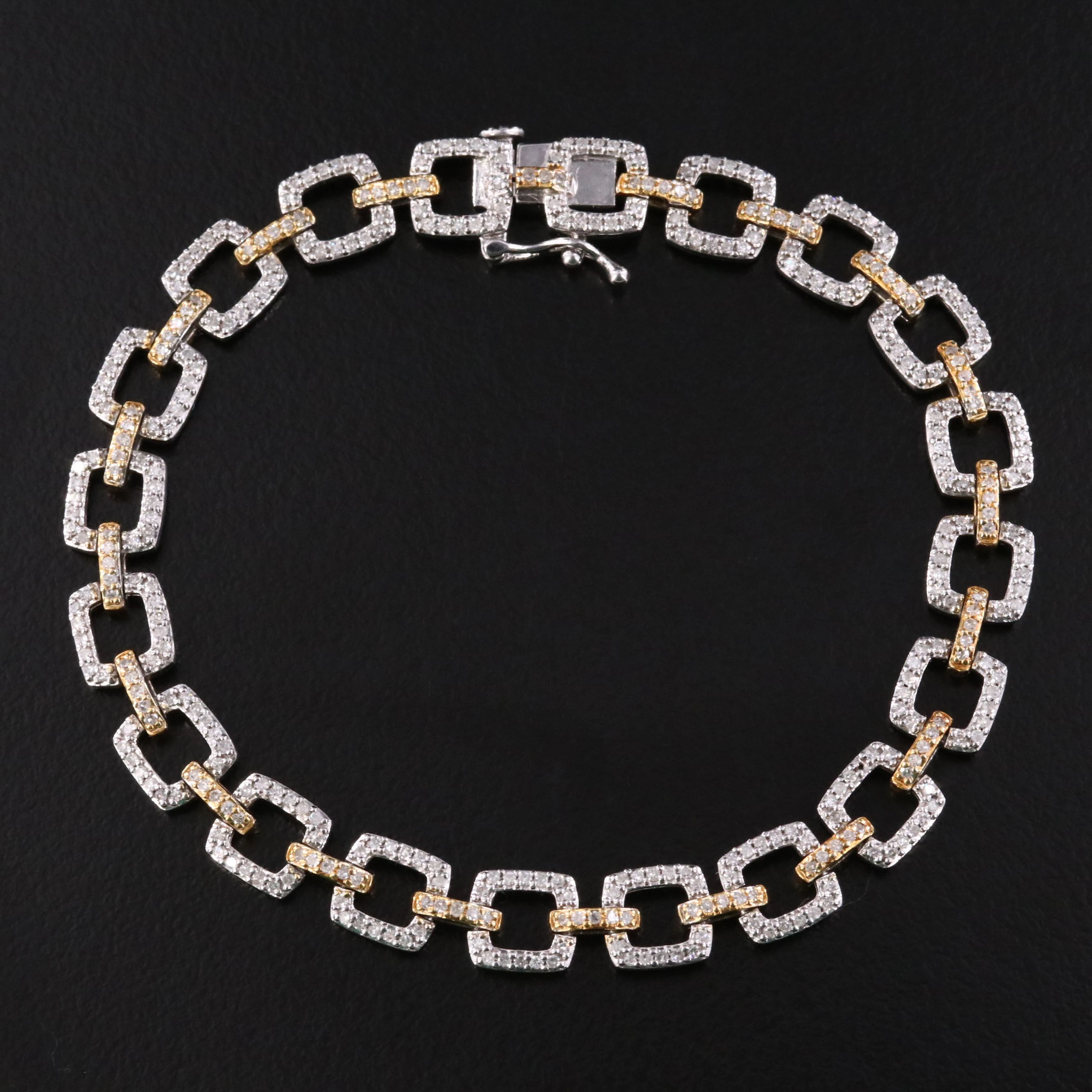 14K Two-Tone 1.48 CTW Diamond Link Bracelet