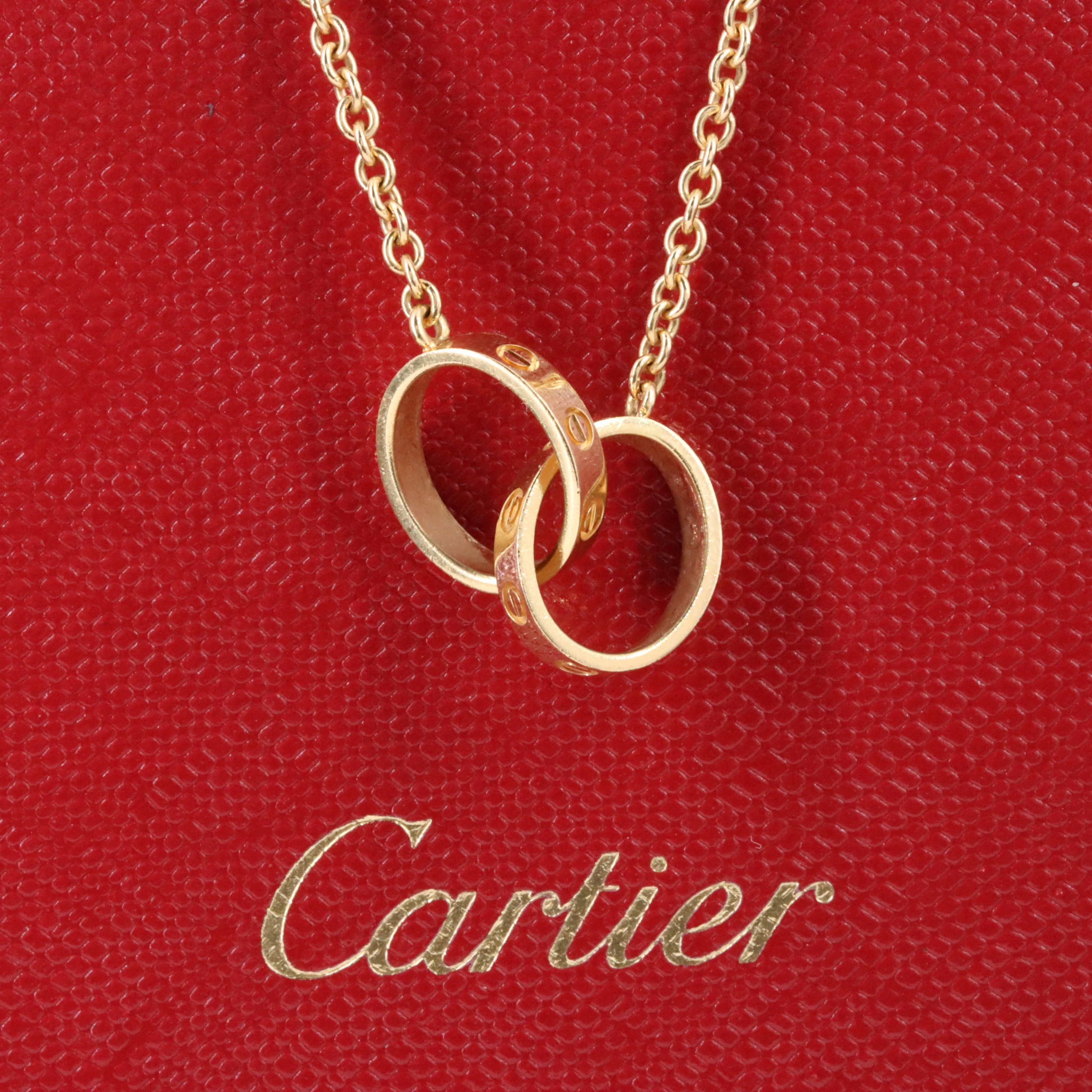 Cartier LOVE 18K Double Ring Necklace with COA