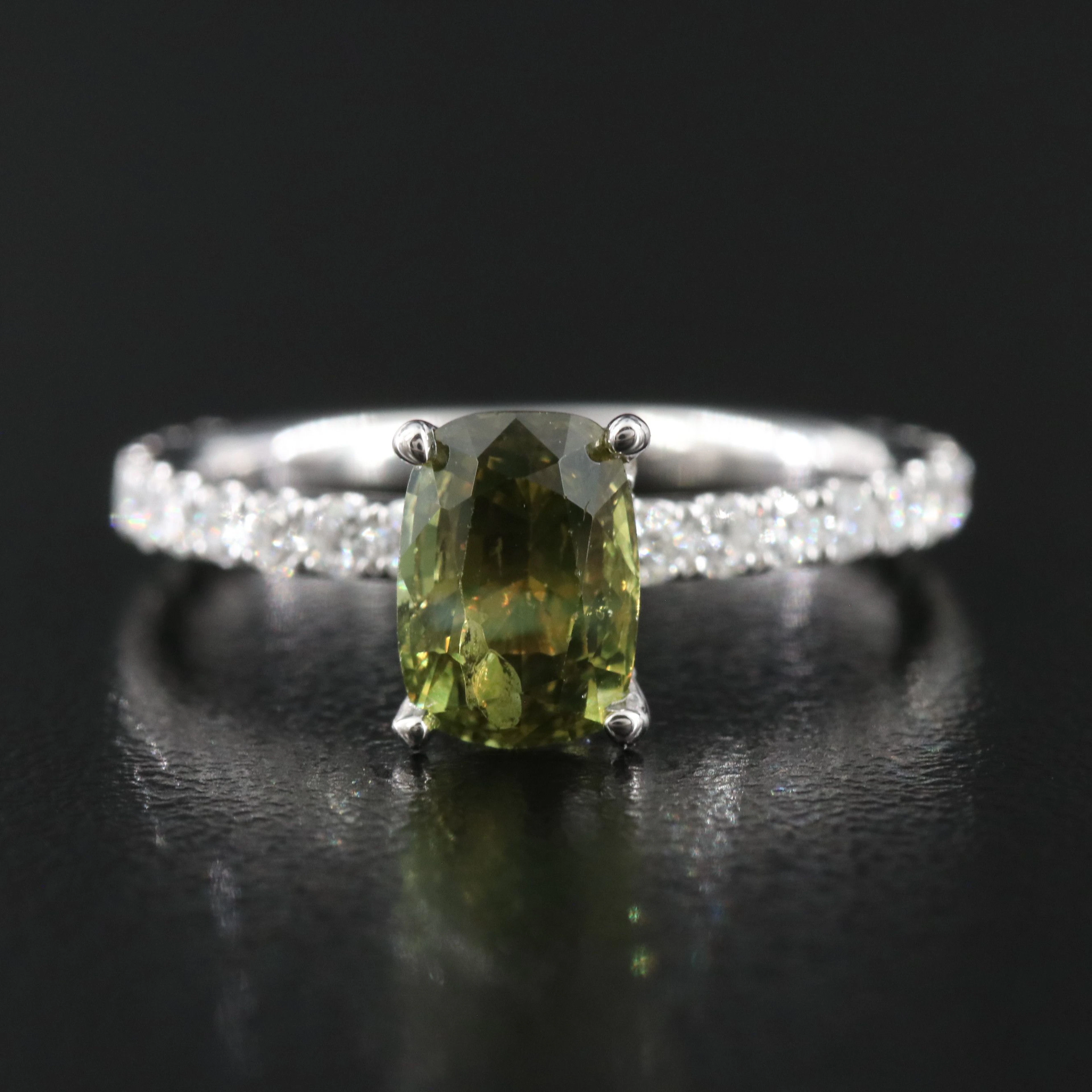 18K 1.59 CT Celon Alexandrite and Diamond Ring with GIA Report