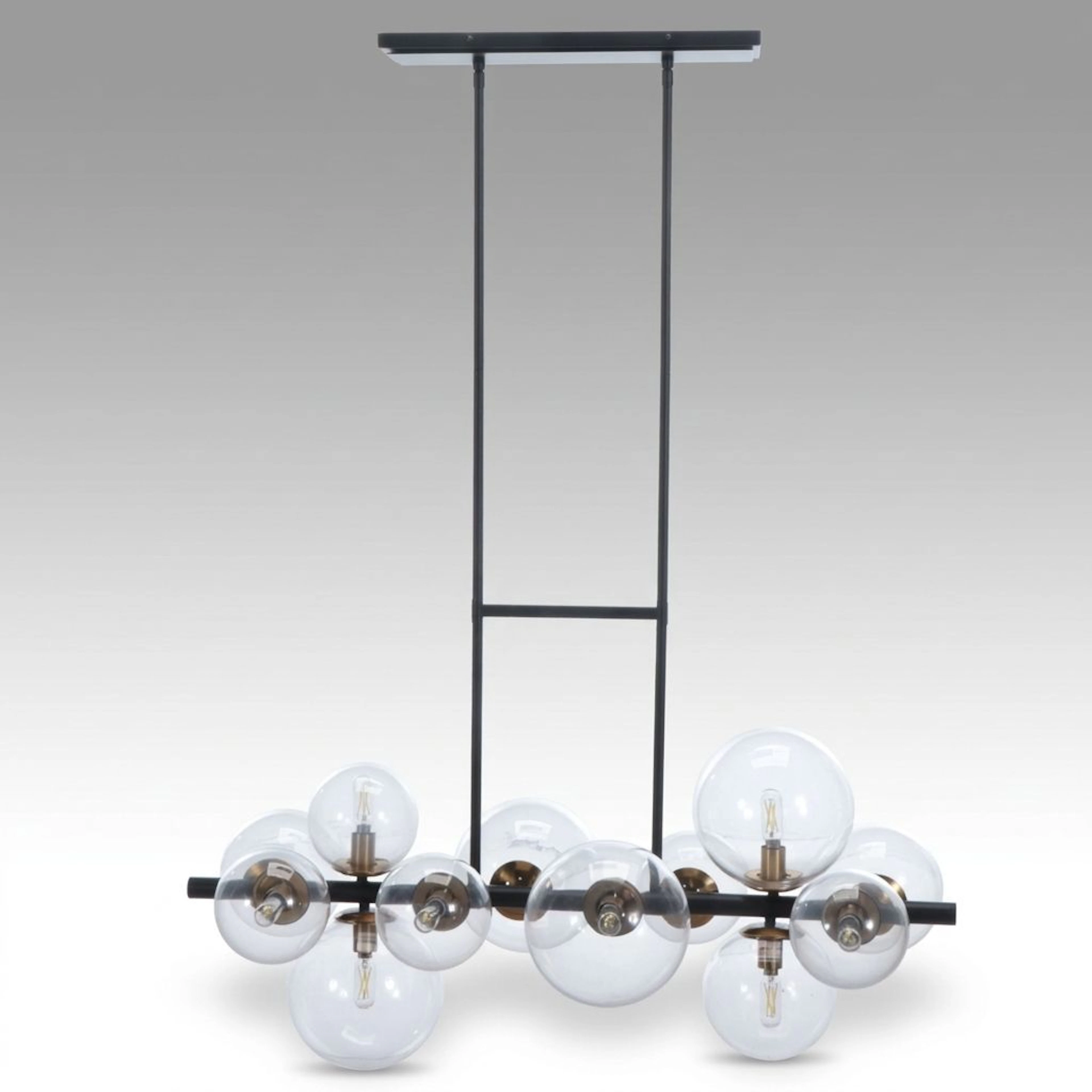 Modern Matte Black and Gold 12-Light Kitchen Island Pendant Light