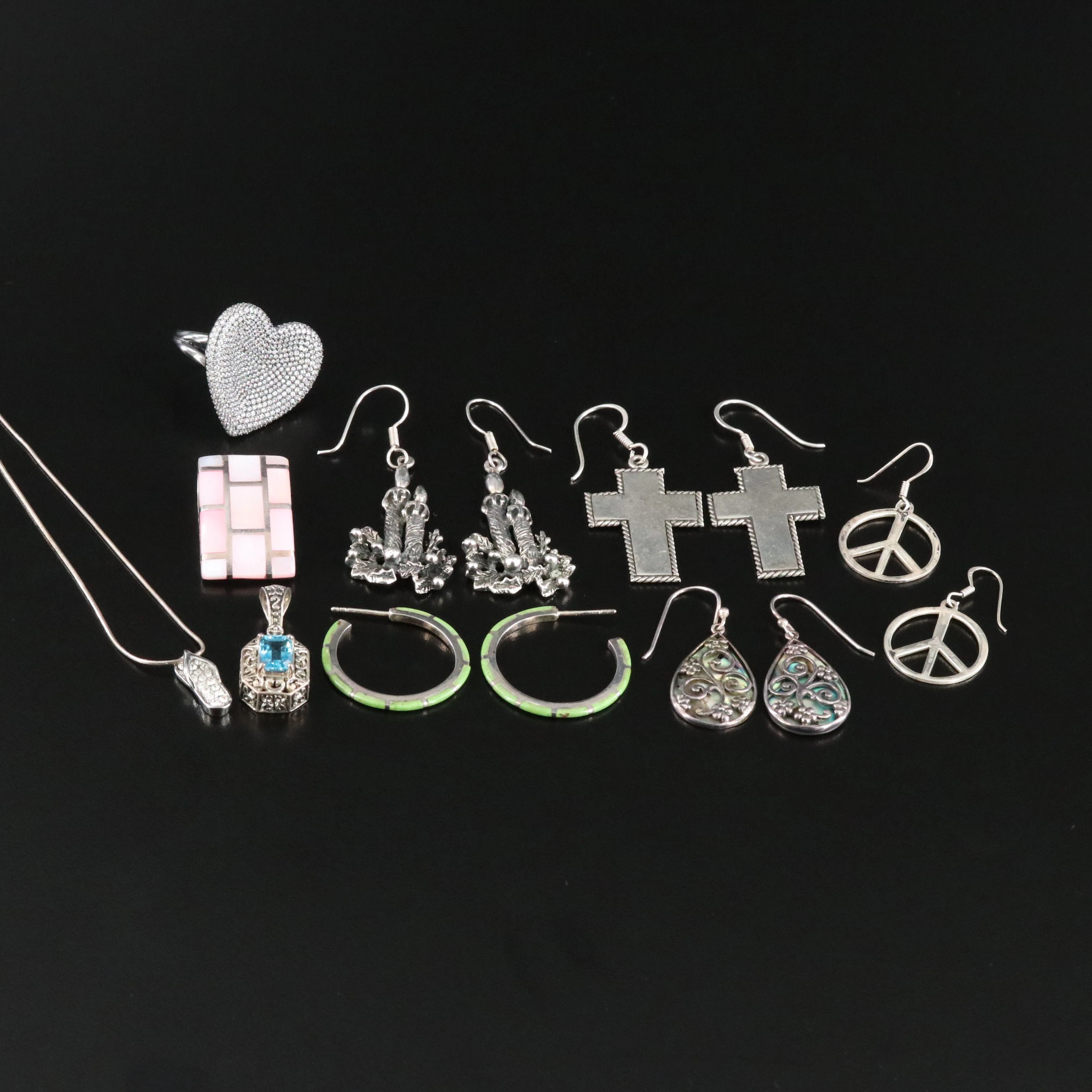 Sterling, Abalone and CZ Featured in Jewelry Selection