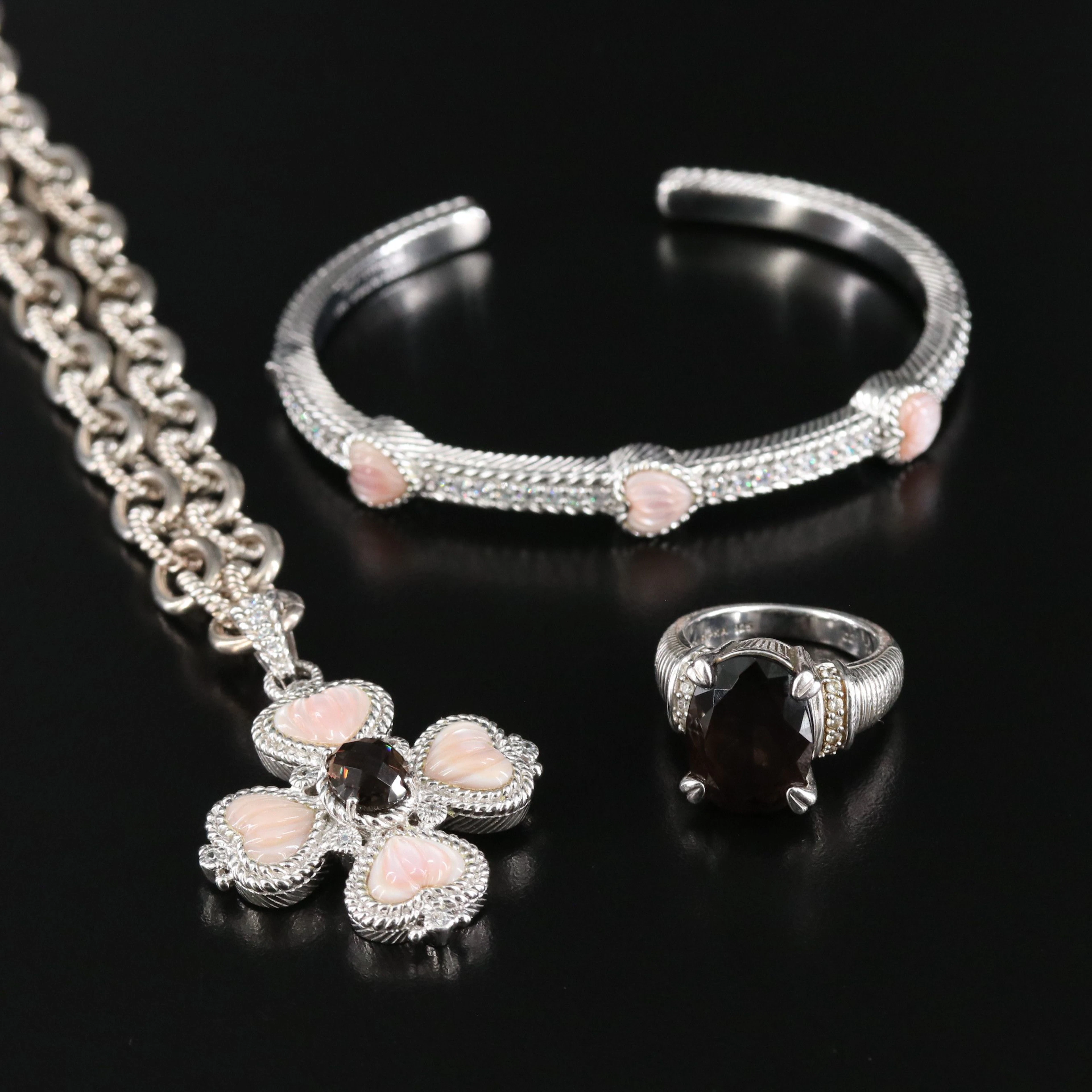 Judith Ripka Sterling Jewelry Assortment with Smoky Quartz, CZ, Mother-of-Pearl