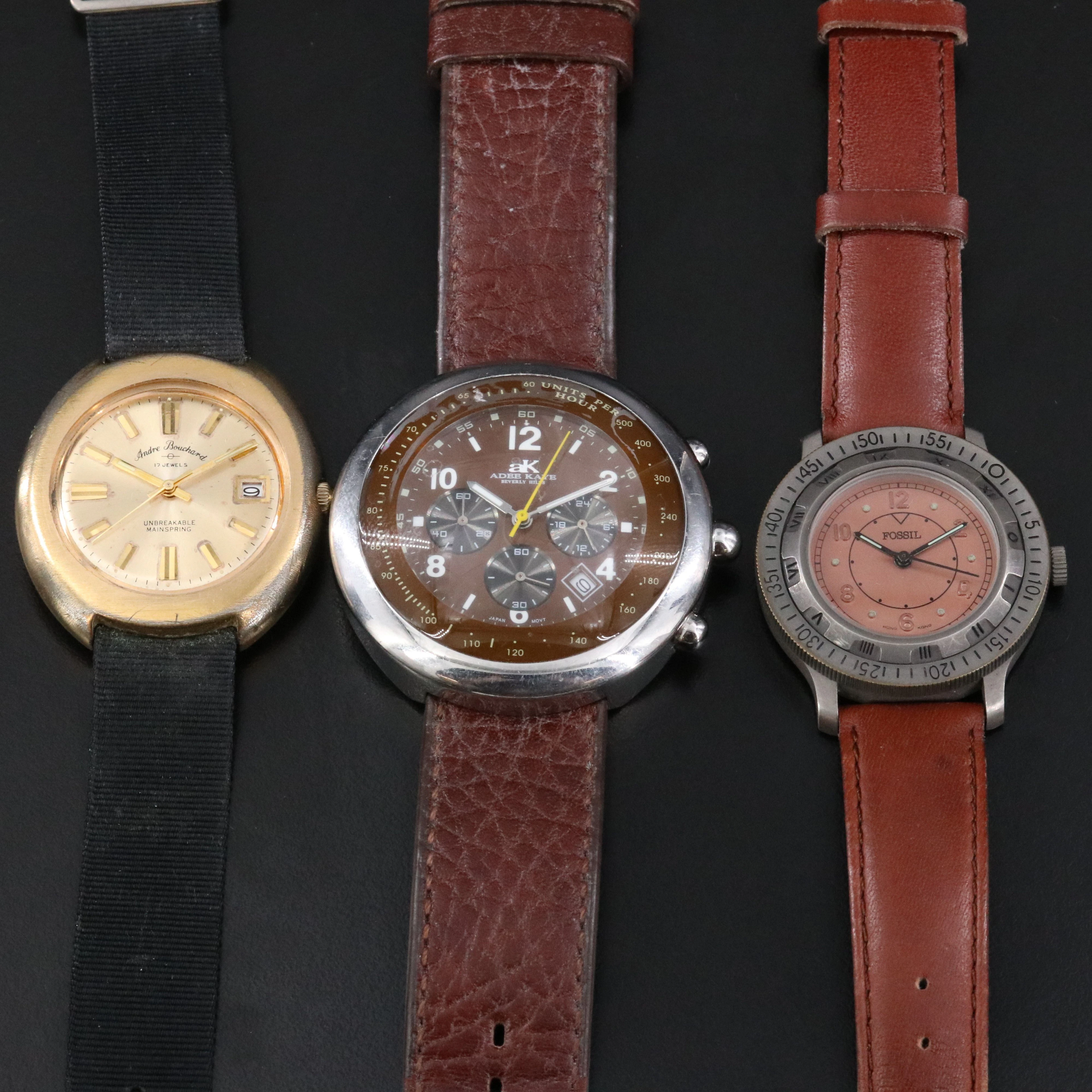 Andre Bouchard, Fossil and Adee Kaye Quartz and Stem Wind Watch Selection