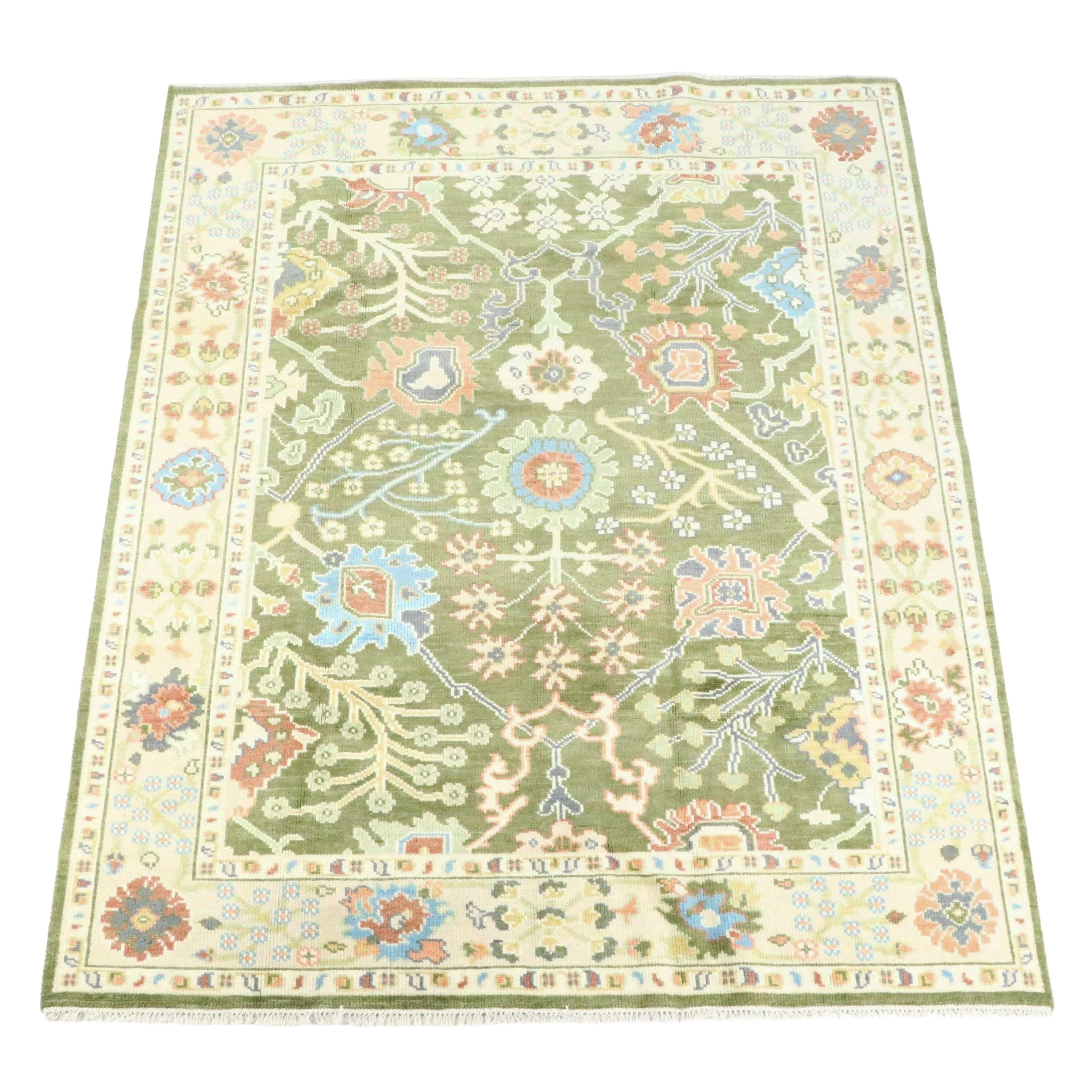 7'11 x 10'1 Hand-Knotted Indo-Turkish Oushak Area Rug