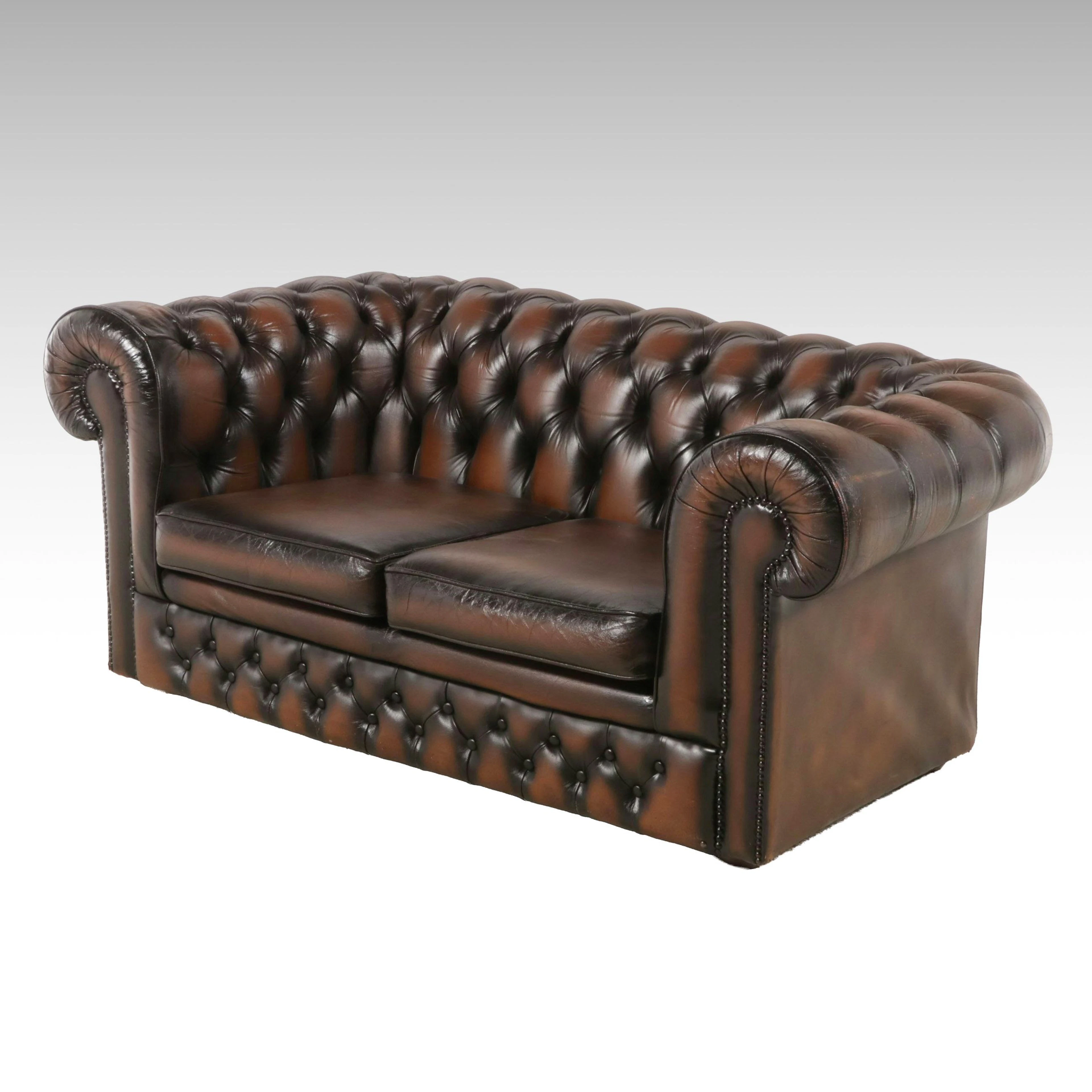 Leather Tufted Chesterfield Loveseat, Late 20th to 21st Century