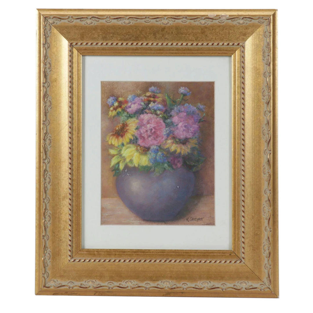 Karen Servatt Pastel Drawing "Garden Bouquet"