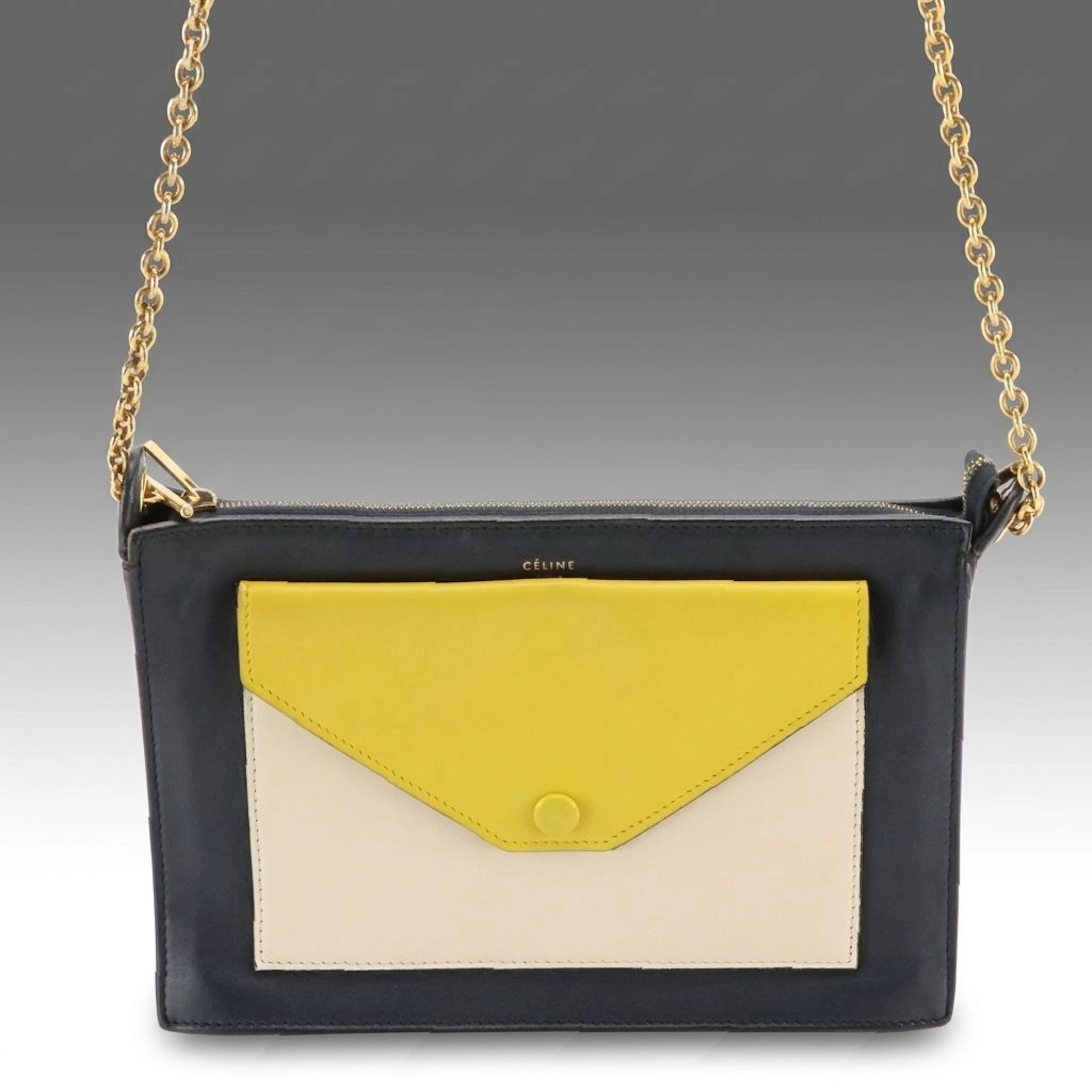 Celine Pocket Clutch/Crossbody Bag in Tricolor Leather