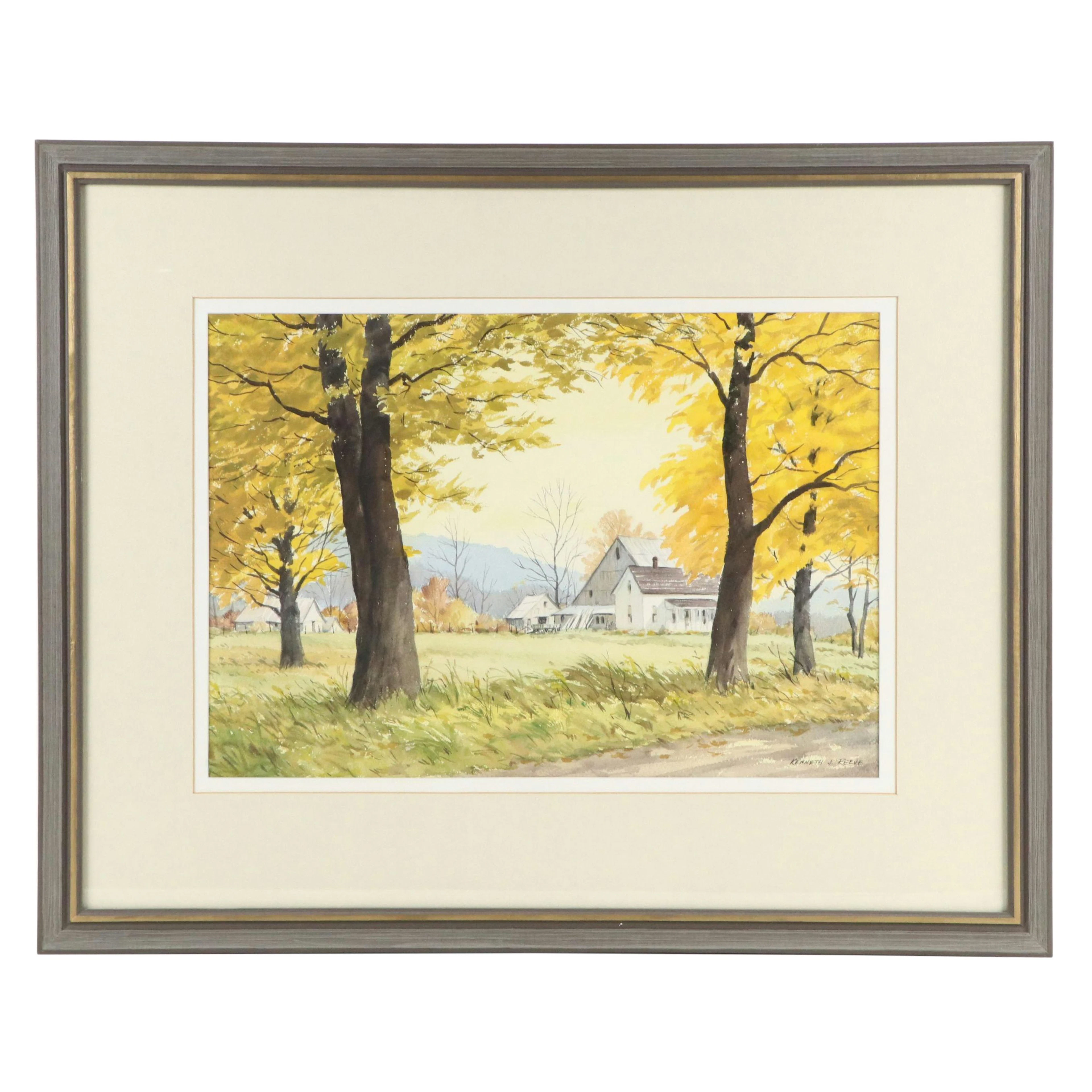 Kenneth J. Reeve Brown County Landscape Watercolor Painting "One October Day"