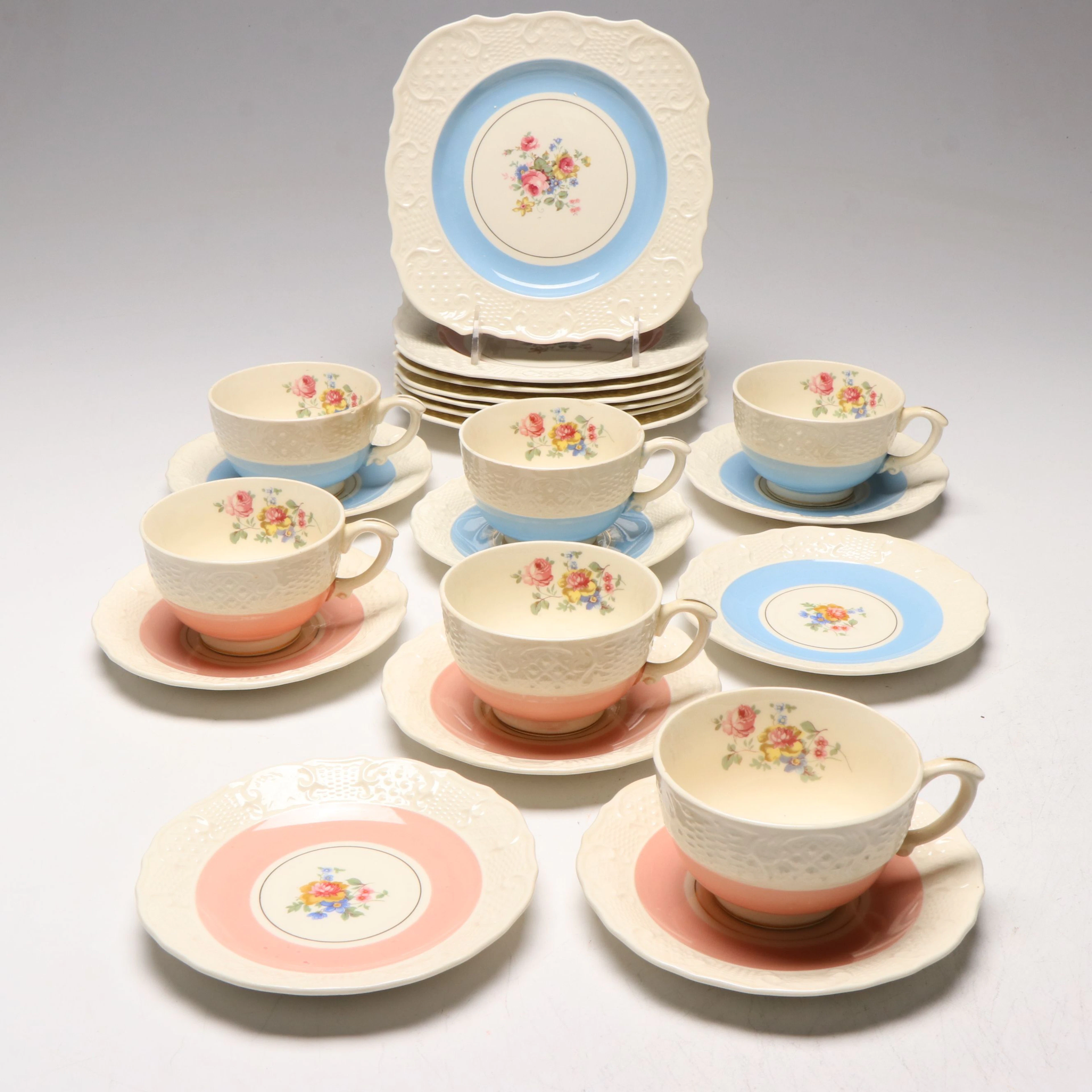 Vogue "Washington Colonial" Floral Ceramic Dinnerware, Mid-20th C.