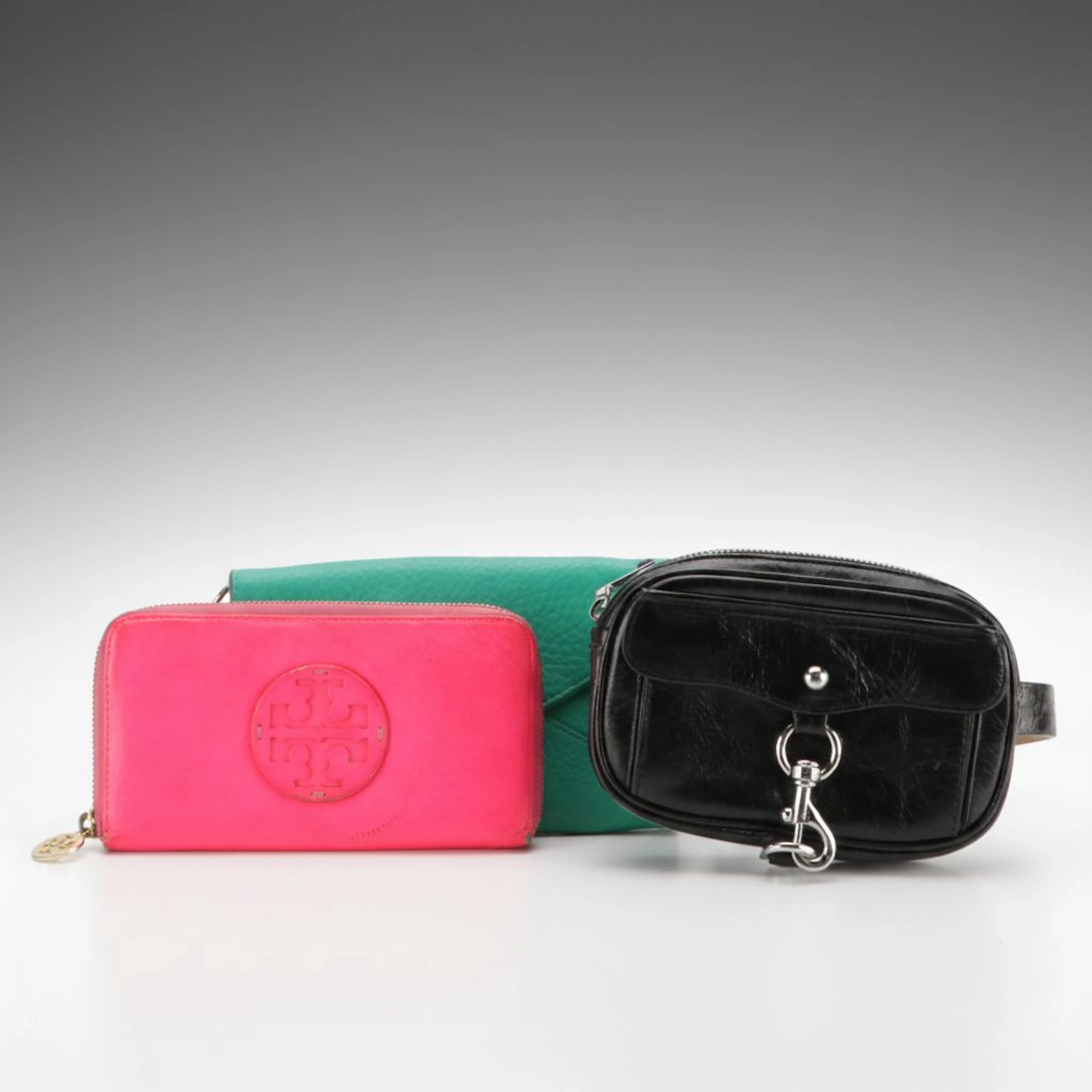 Rebecca Minkoff Green Leather Wallet on Chain, Black Belt Bag, Tory