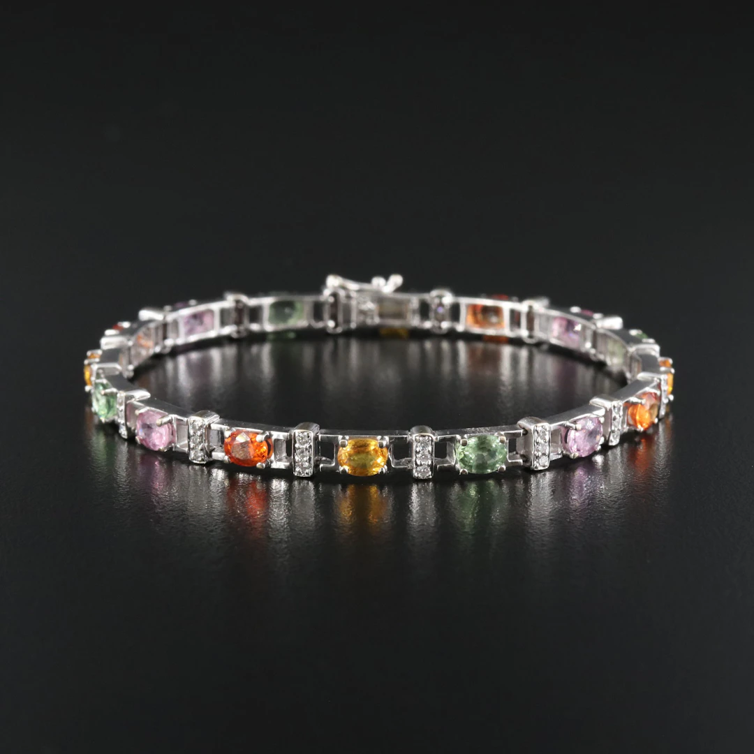 18K Multicolor Sapphire and Diamond Bracelet