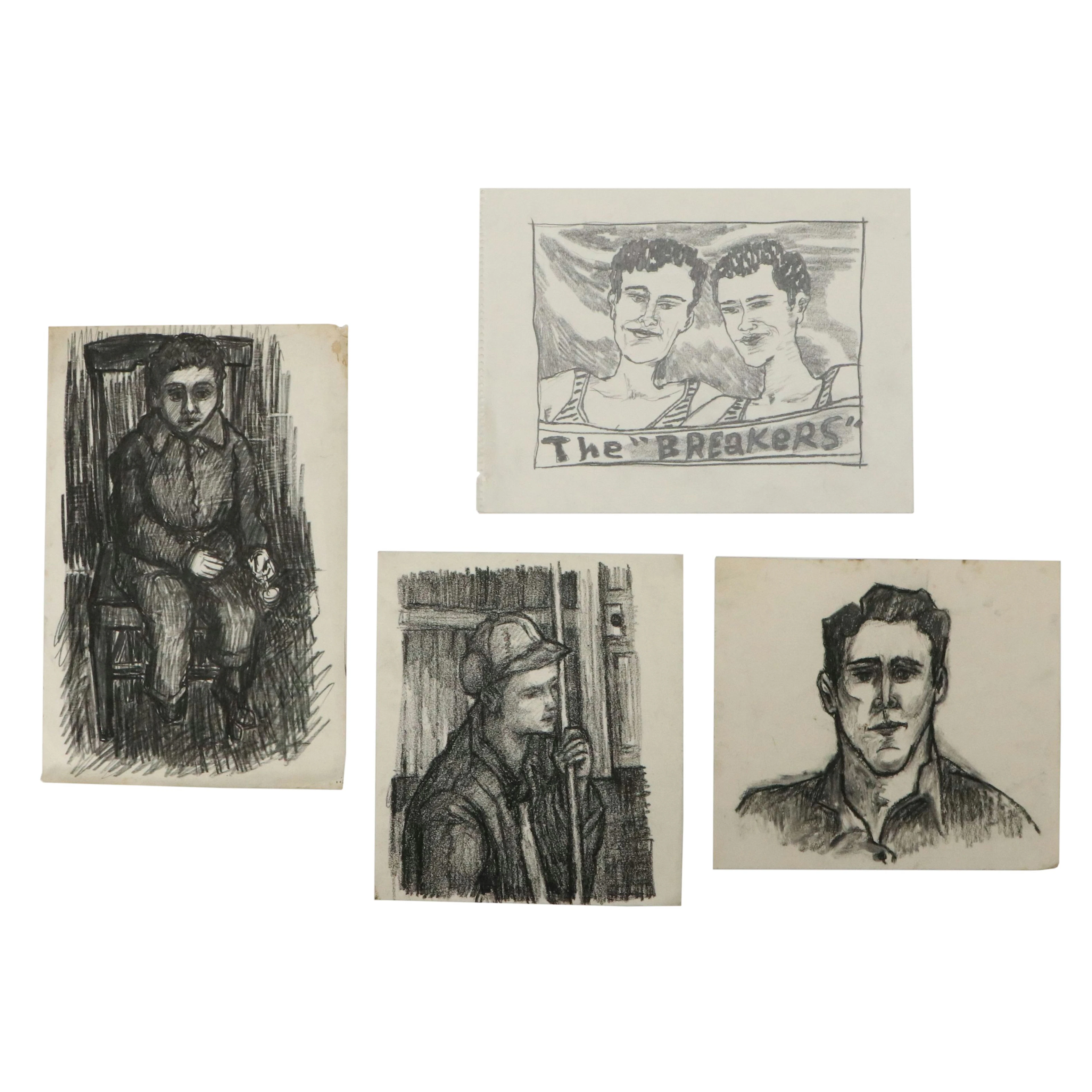 Achillo “Achi” Sullo Charcoal, Pastel, and Graphite Drawings of Figure Studies