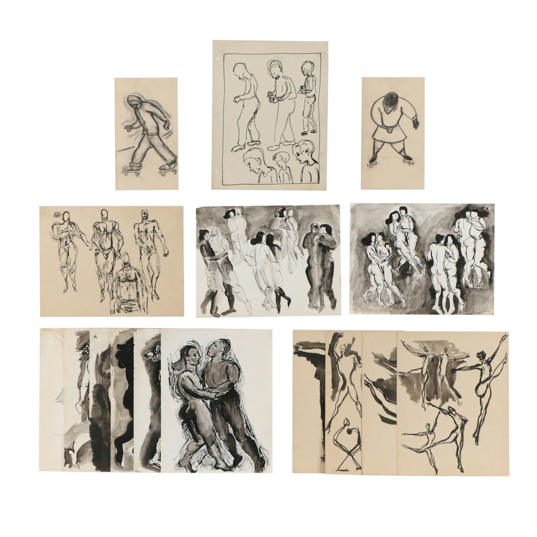Achillo “Achi” Sullo Ink and Graphite Drawings of Choreography and Music
