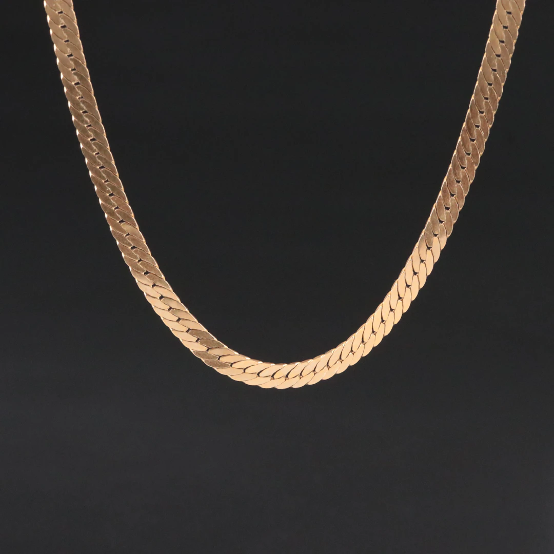 Italian 14K Herringbone Chain Necklace