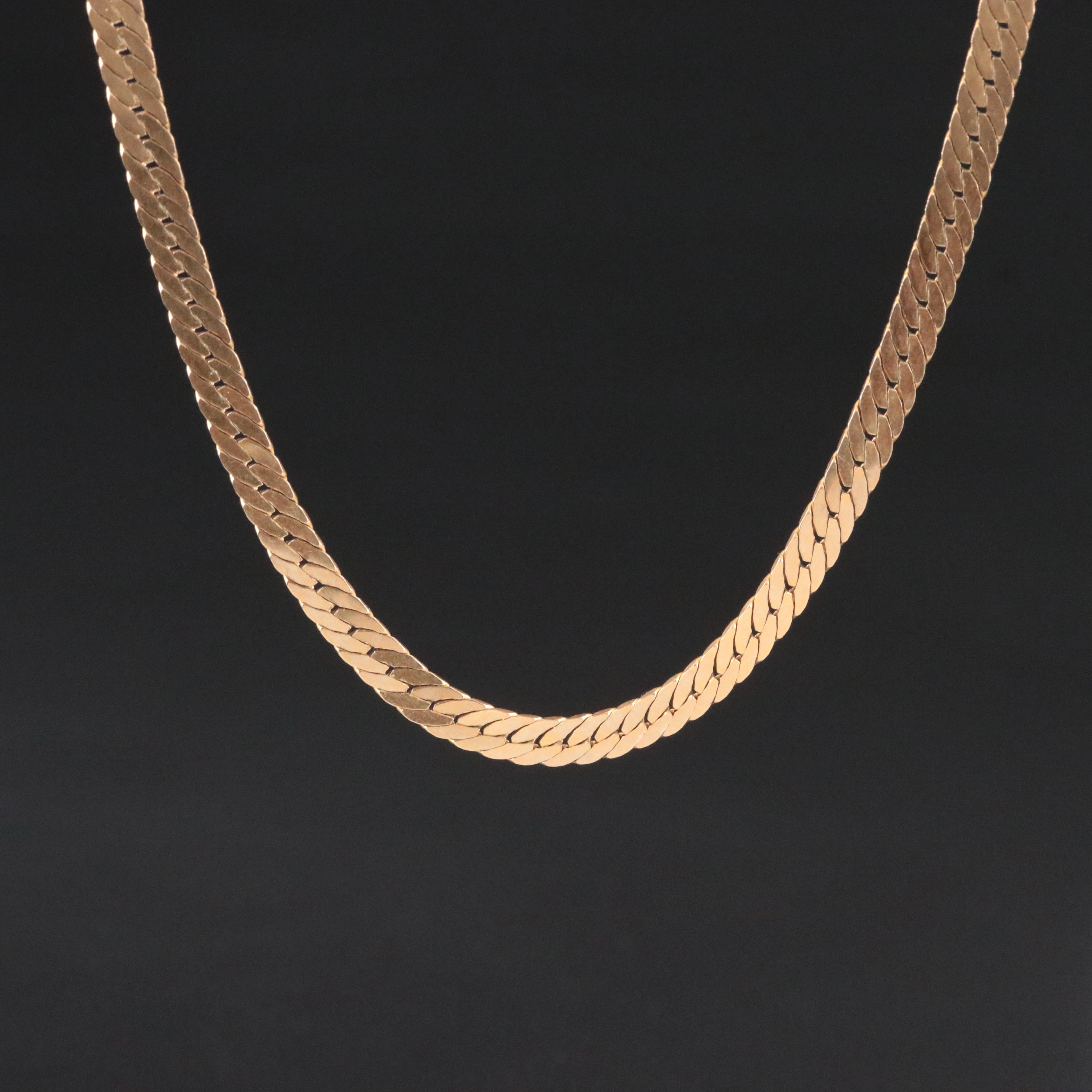 Italian 14K Herringbone Chain Necklace