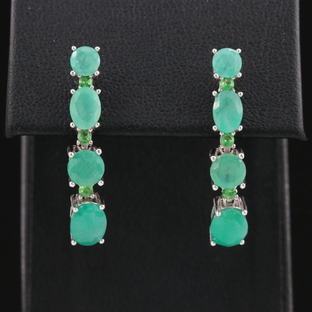 Sterling Emerald and Peridot Earrings